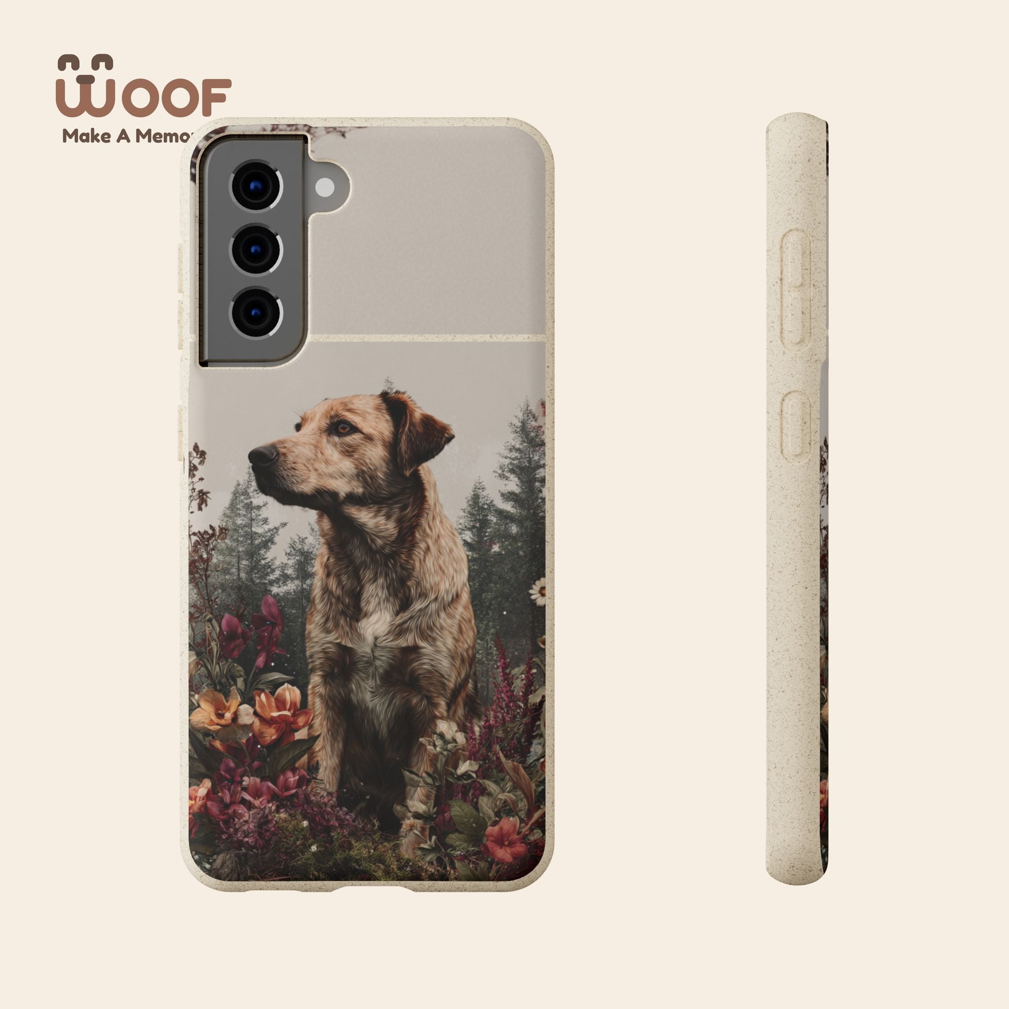 Eco-Friendly Dog Lover Biodegradable Phone Case - Floral Design