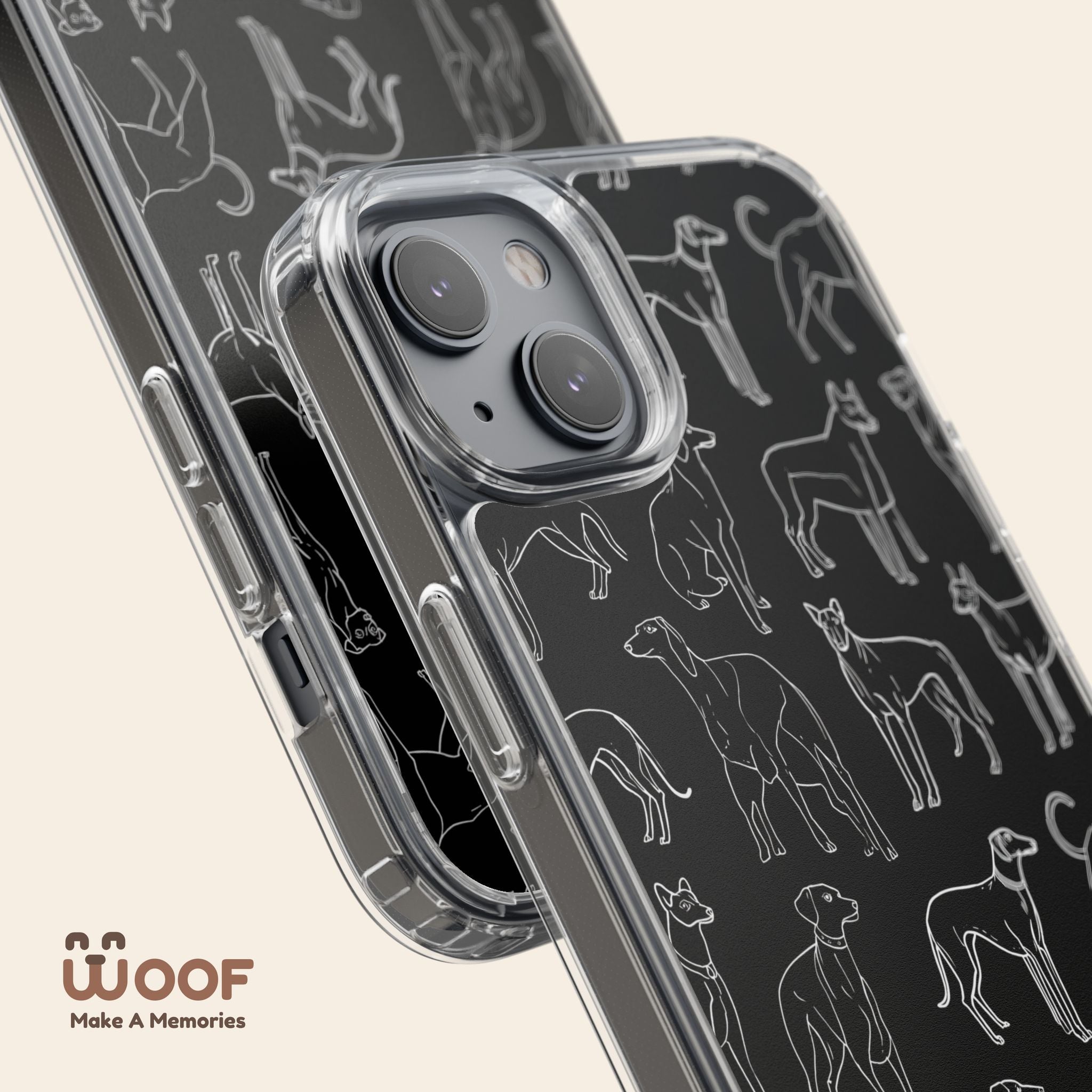 Stylish Dog Print Clear Phone Case, Pet Lover Gift, Customizable Clear Cases, Dog Owner Accessories, Cute Phone Covers
