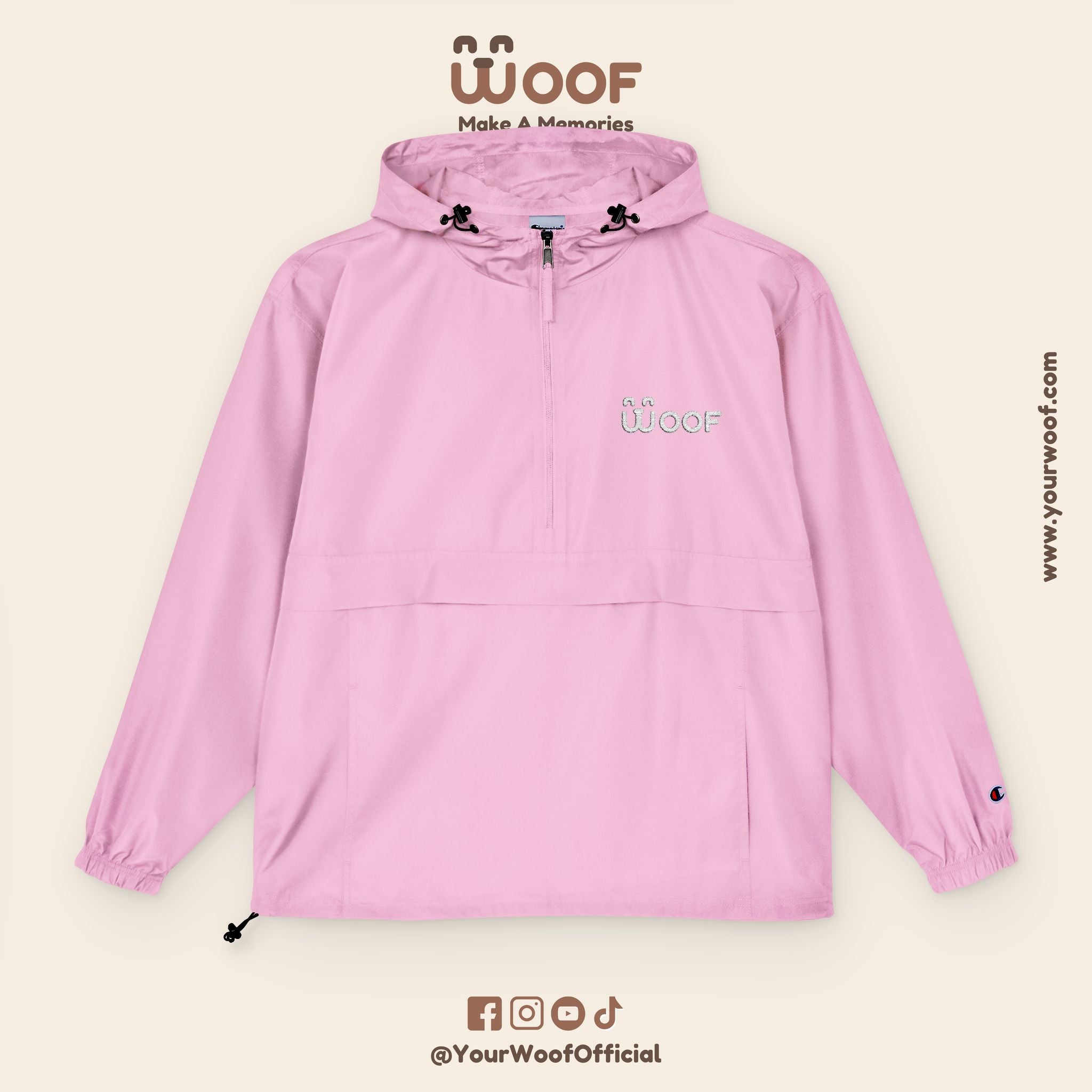Bright Woof Packable Anorak Jacket, Dog Lover's Gift, Outdoor Adventure Wear, Summer Rain Jacket, Pet Owner Apparel