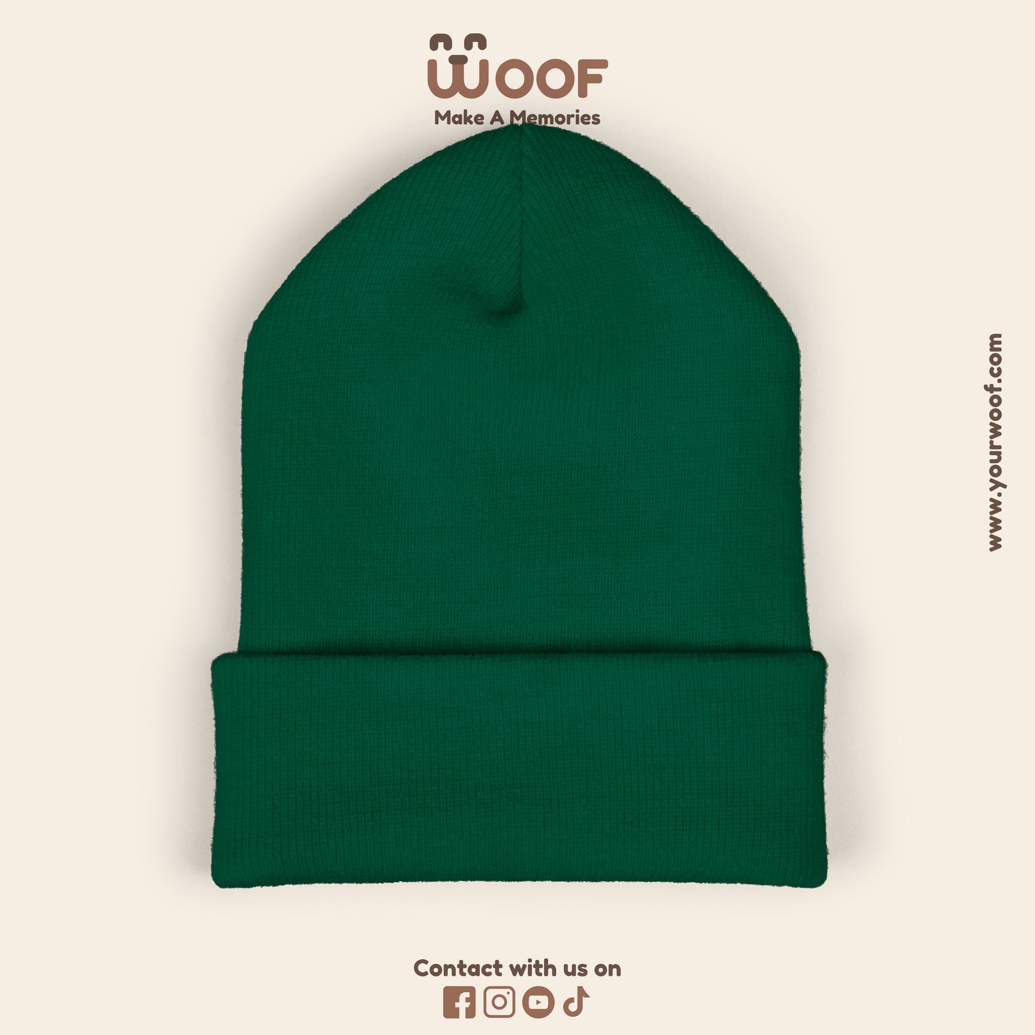 Classic Cuffed Beanie with 'Woof' Embroidery - Perfect for Dog Lovers, Winter Wear, Gift for Pet Owners, Cozy Accessory, Everyday Style