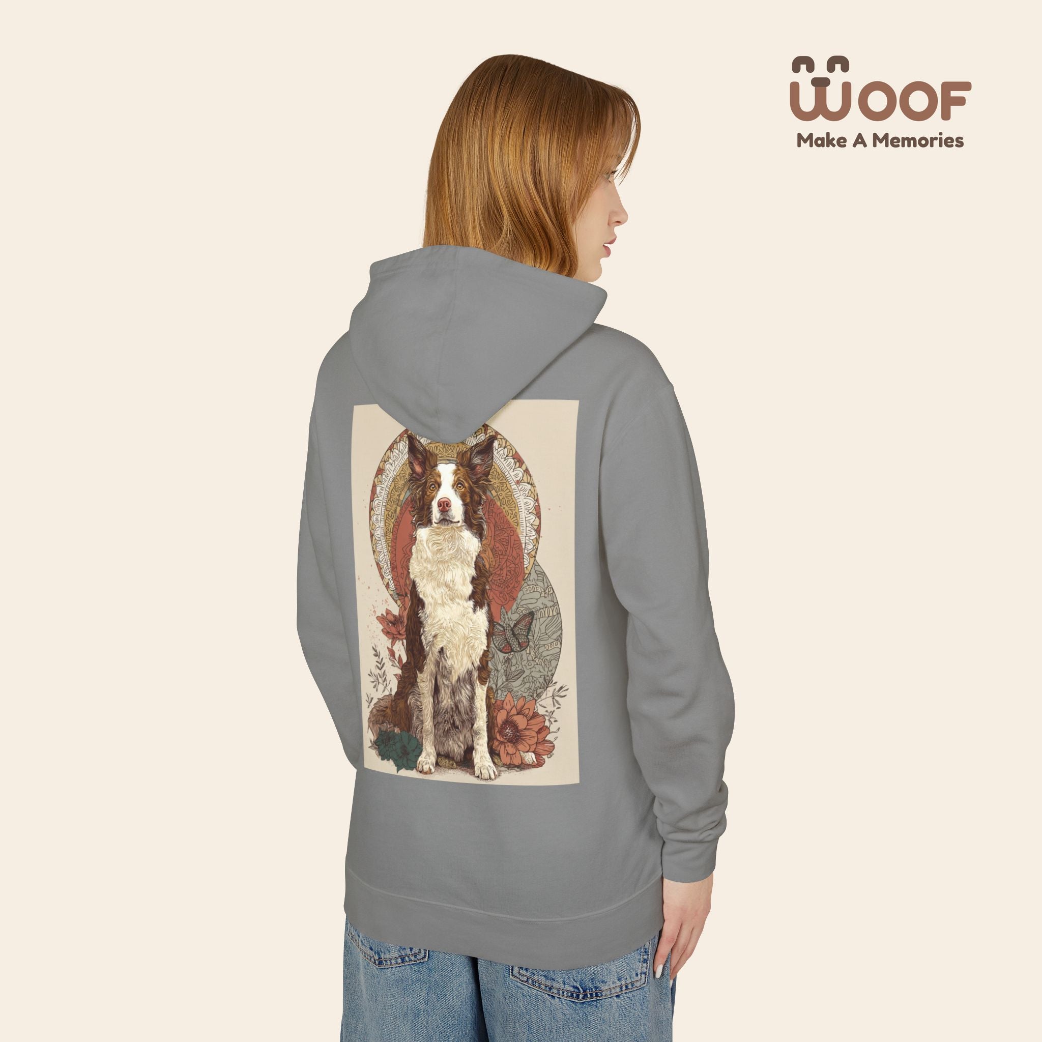 Vintage Dog Art Unisex Lightweight Hooded Sweatshirt - Pet Lover Gift, Nature-Inspired Apparel, Cozy Spring Layer, Dog-Themed Fashion