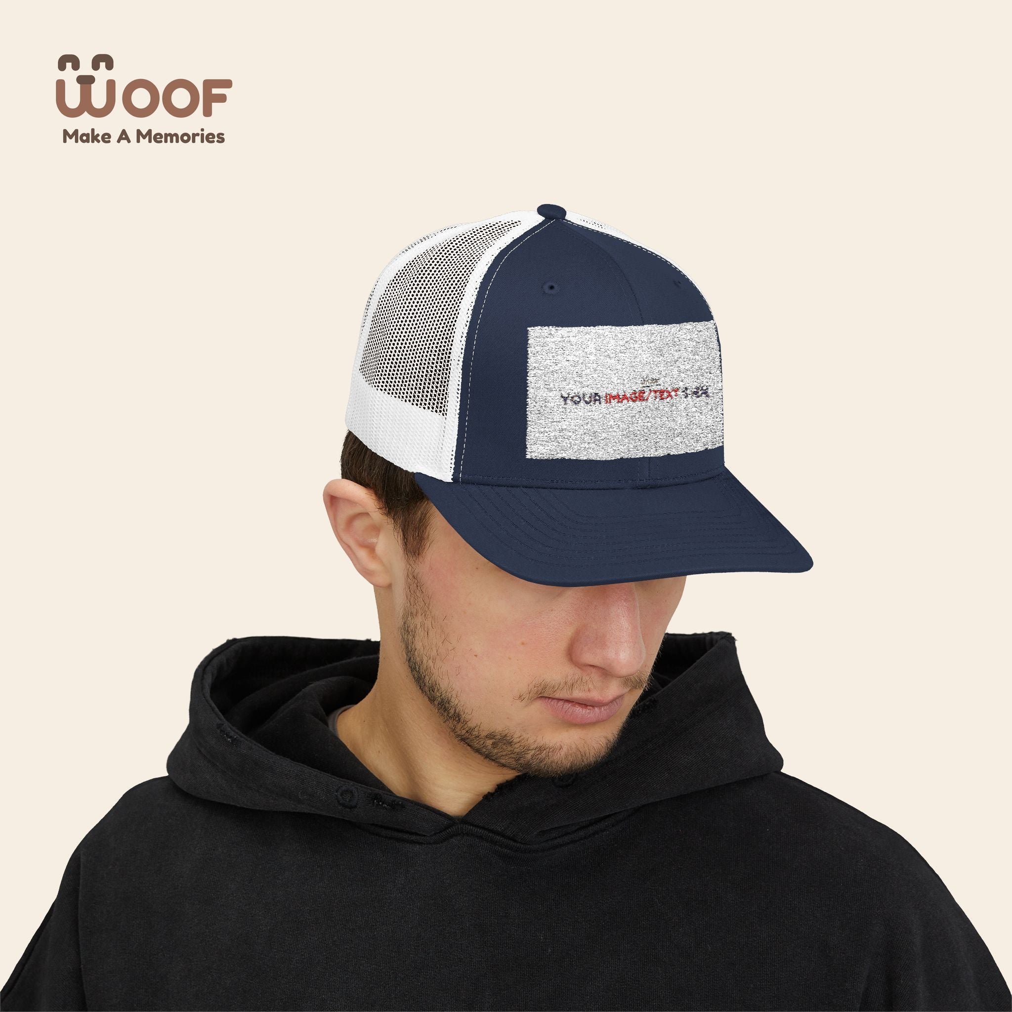 Woof Snapback Trucker Cap - Pet Lovers Gift, Dog Mom Hat, Casual Outdoor Accessory, Fun Pet Apparel, Unique Dog Dad Gift