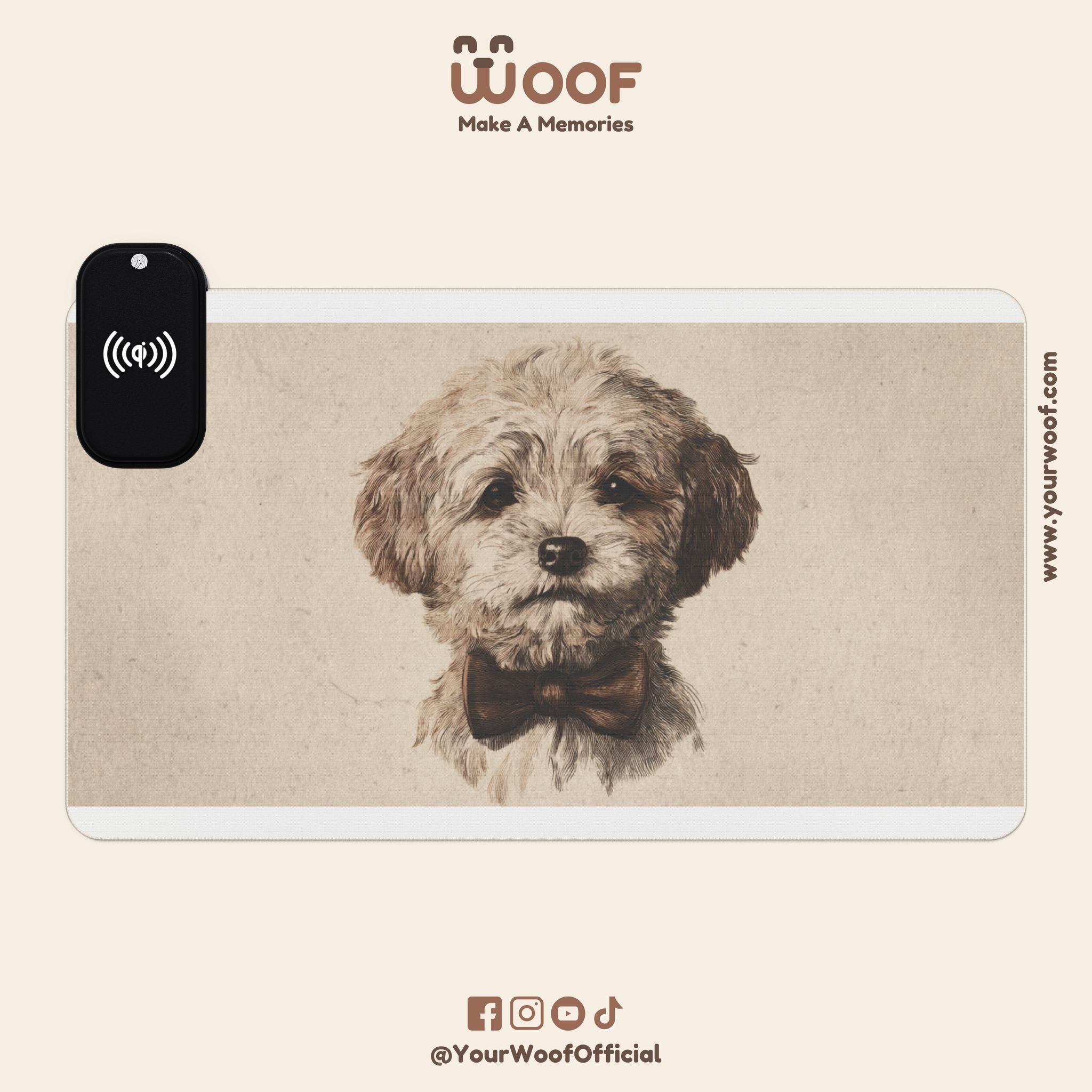 Wireless Charging LED Gaming Mouse Pad - Adorable Pet Design