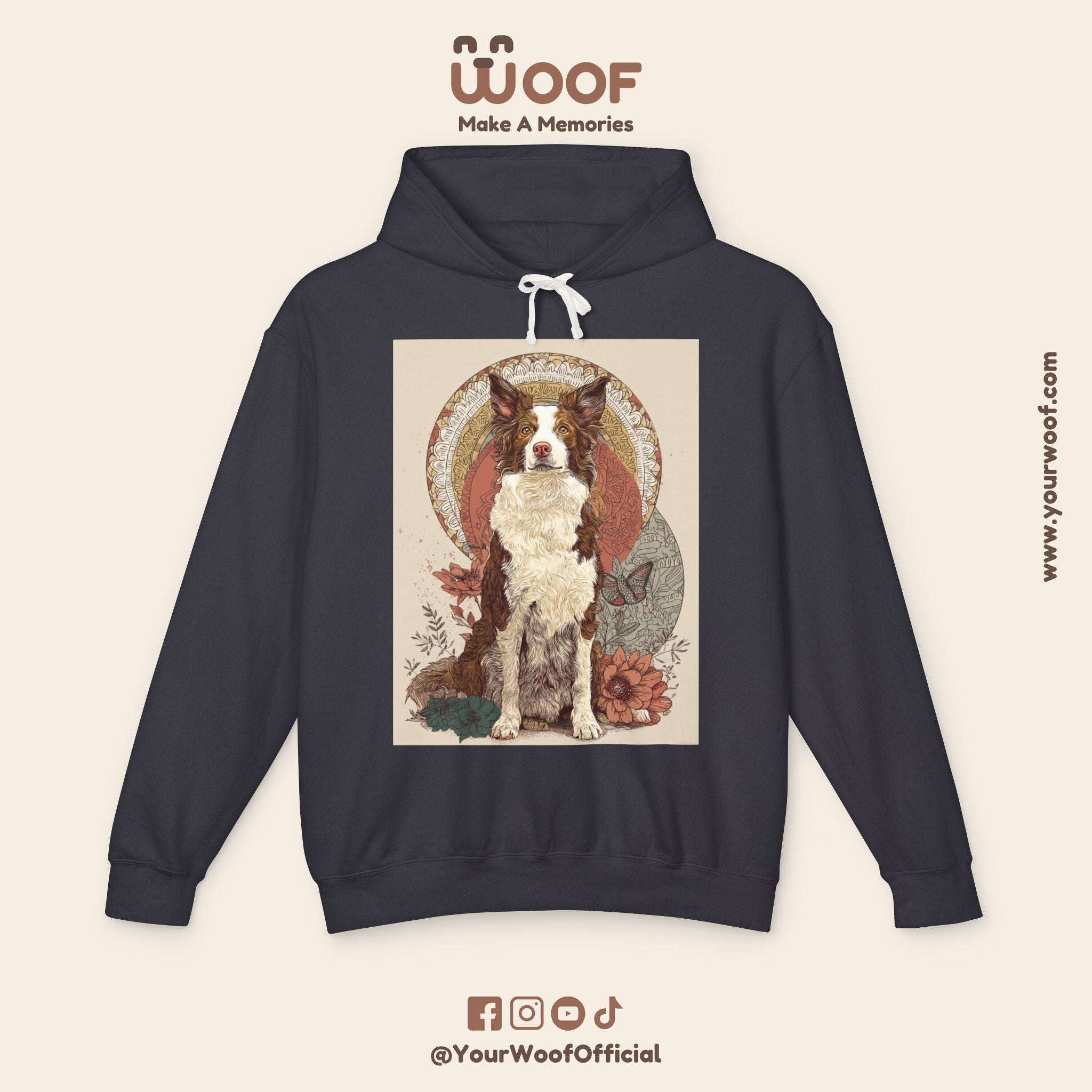 Vintage Dog Art Unisex Lightweight Hooded Sweatshirt - Pet Lover Gift, Nature-Inspired Apparel, Cozy Spring Layer, Dog-Themed Fashion