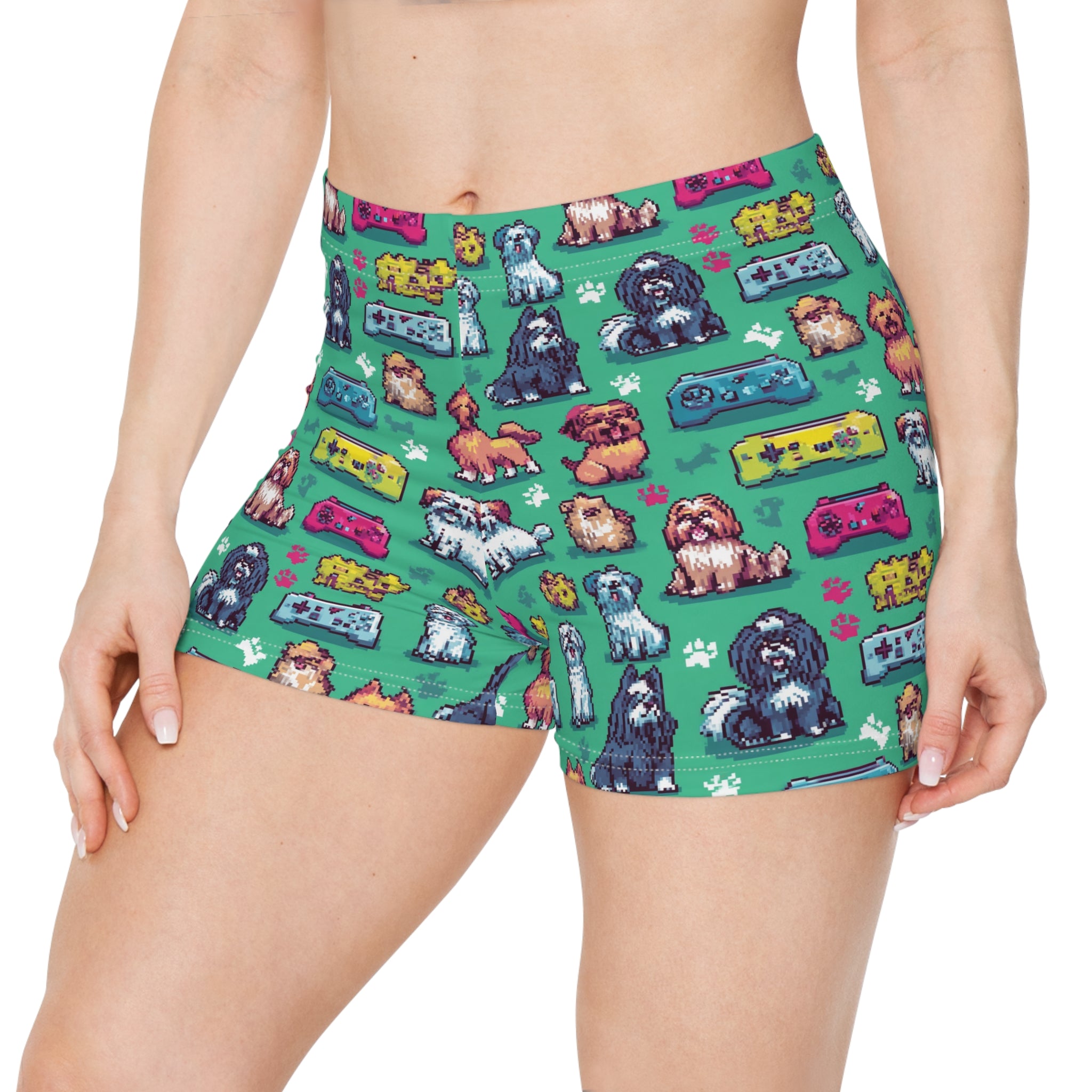 Playful Dog Print Women's Shorts, Dog Lover Gift, Cute AOP Shorts, Casual Loungewear, Summer Essentials, Pet-Themed Apparel