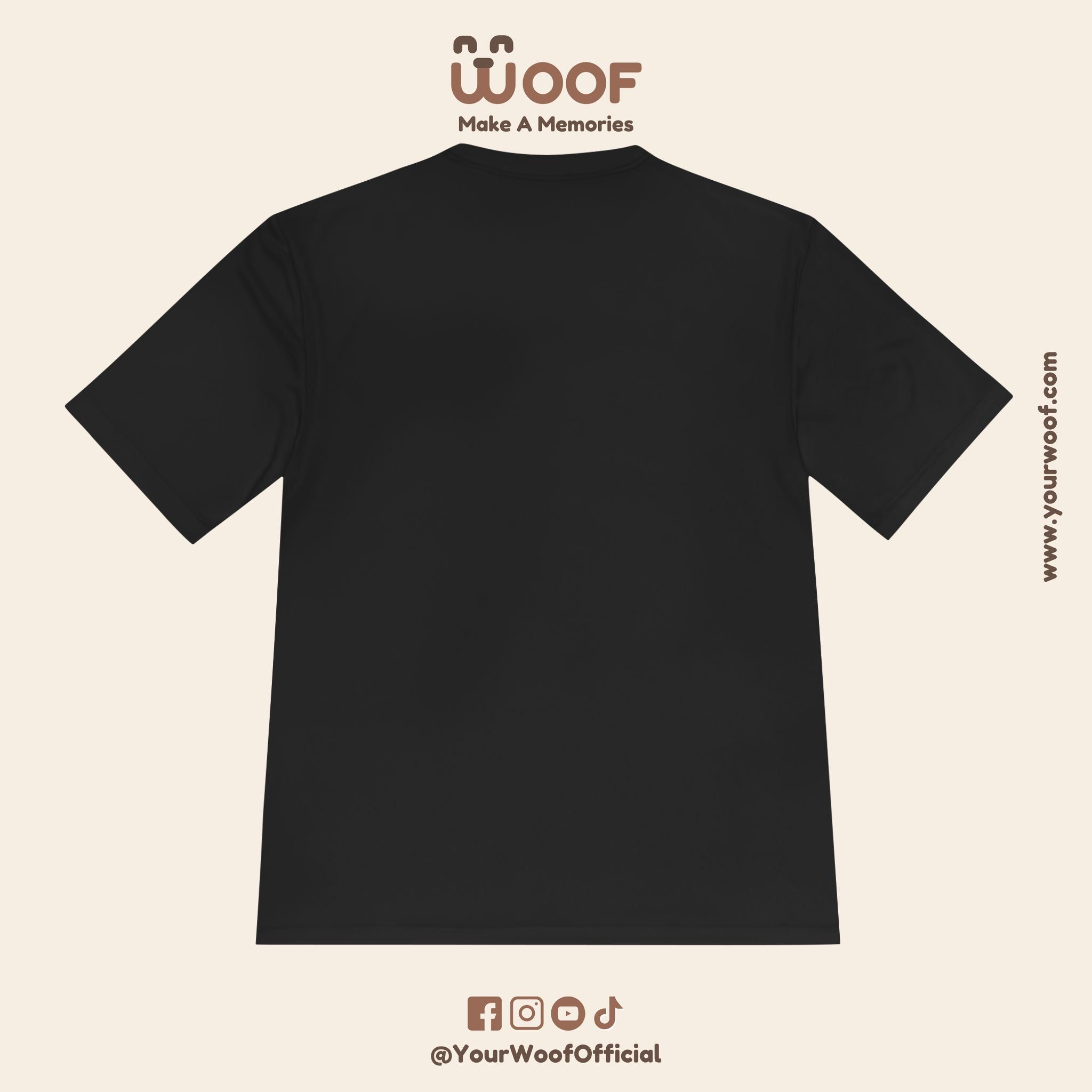Woof Unisex Moisture Wicking Tee - Dog Lover's Apparel, Perfect for Outdoor Adventures, Pet Days, Gifts for Dog Owners, Cool Summer Wear