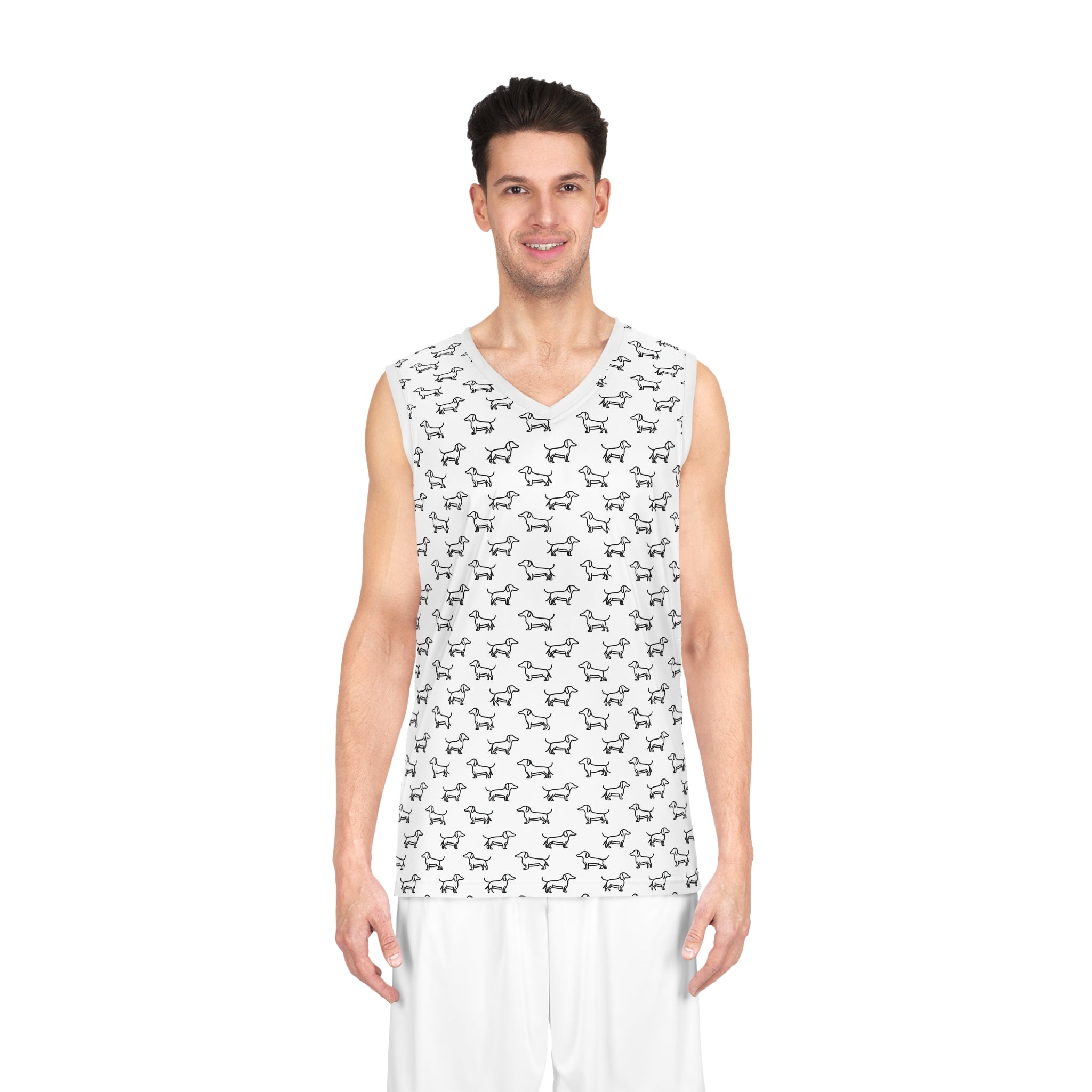 Dog Pattern Basketball Jersey, Sportswear Gift, Pet Lover Jersey, Customized Athletic Top, Summer Activewear