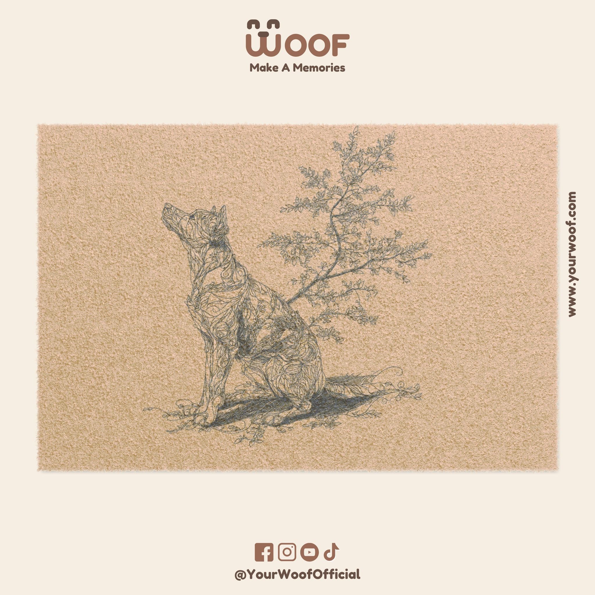 Artistic Dog Doormat with 'Woof' Design - Perfect for Pet Lovers