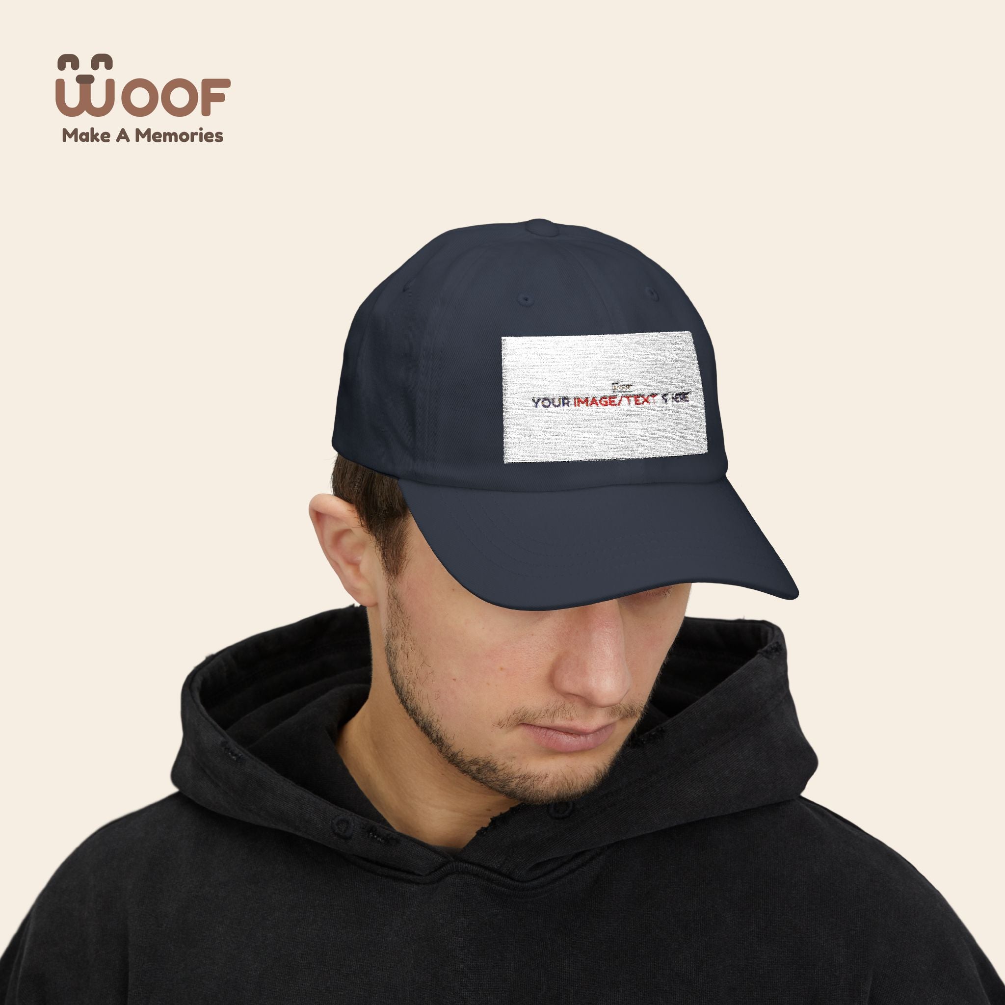 Classic Dad Cap with Woof Design, Adjustable Cap for Dog Lovers, Gift for Pet Owners, Casual Style Hat, Everyday Wear