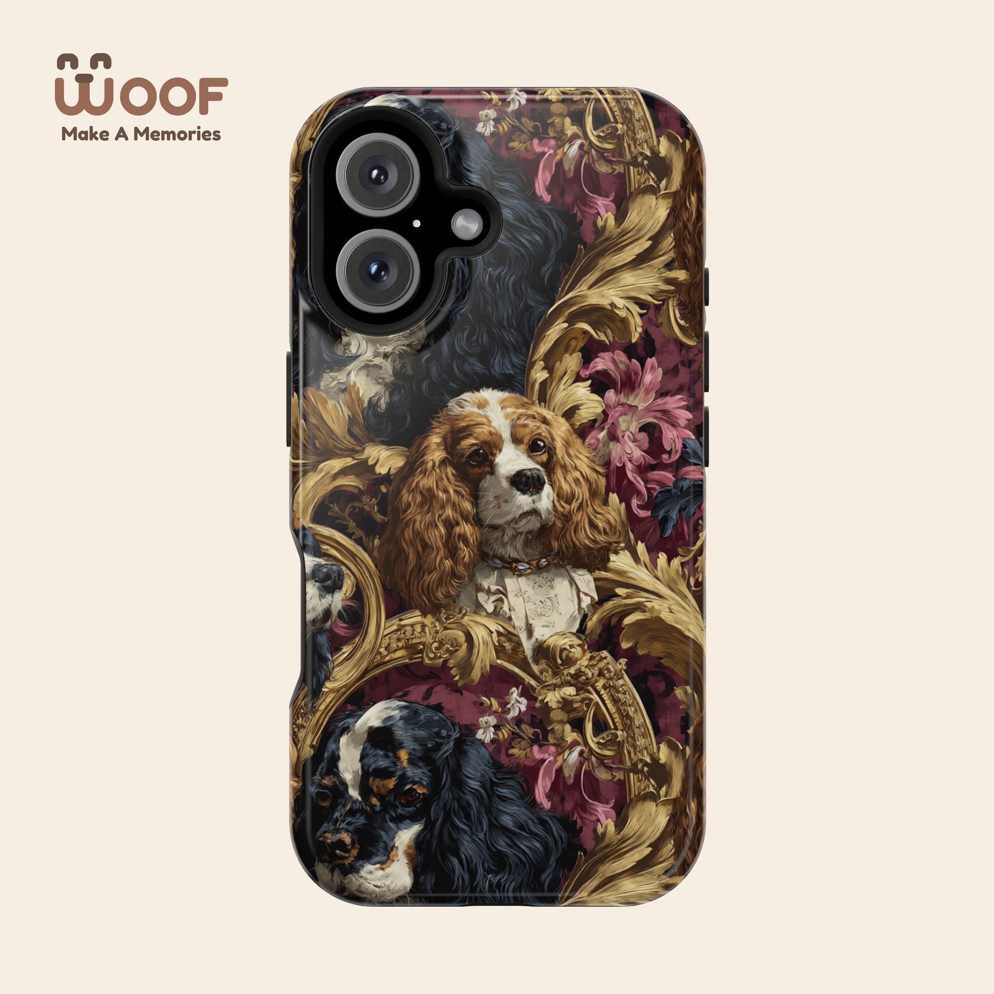 Elegant Pet Portrait Phone Case – Floral Design, Dog Lover Gift, Durable Phone Cover, Unique Art Case, Stylish Accessory