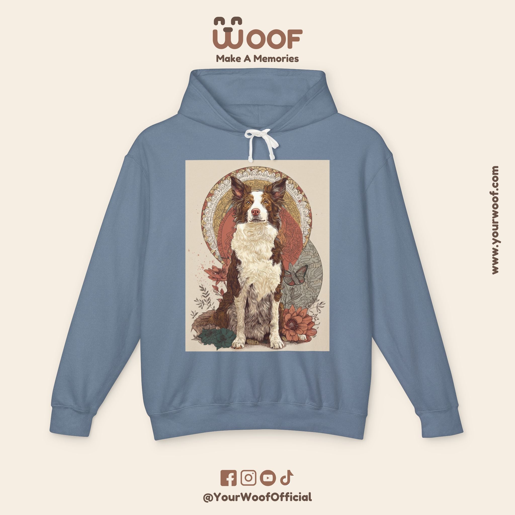 Vintage Dog Art Unisex Lightweight Hooded Sweatshirt - Pet Lover Gift, Nature-Inspired Apparel, Cozy Spring Layer, Dog-Themed Fashion