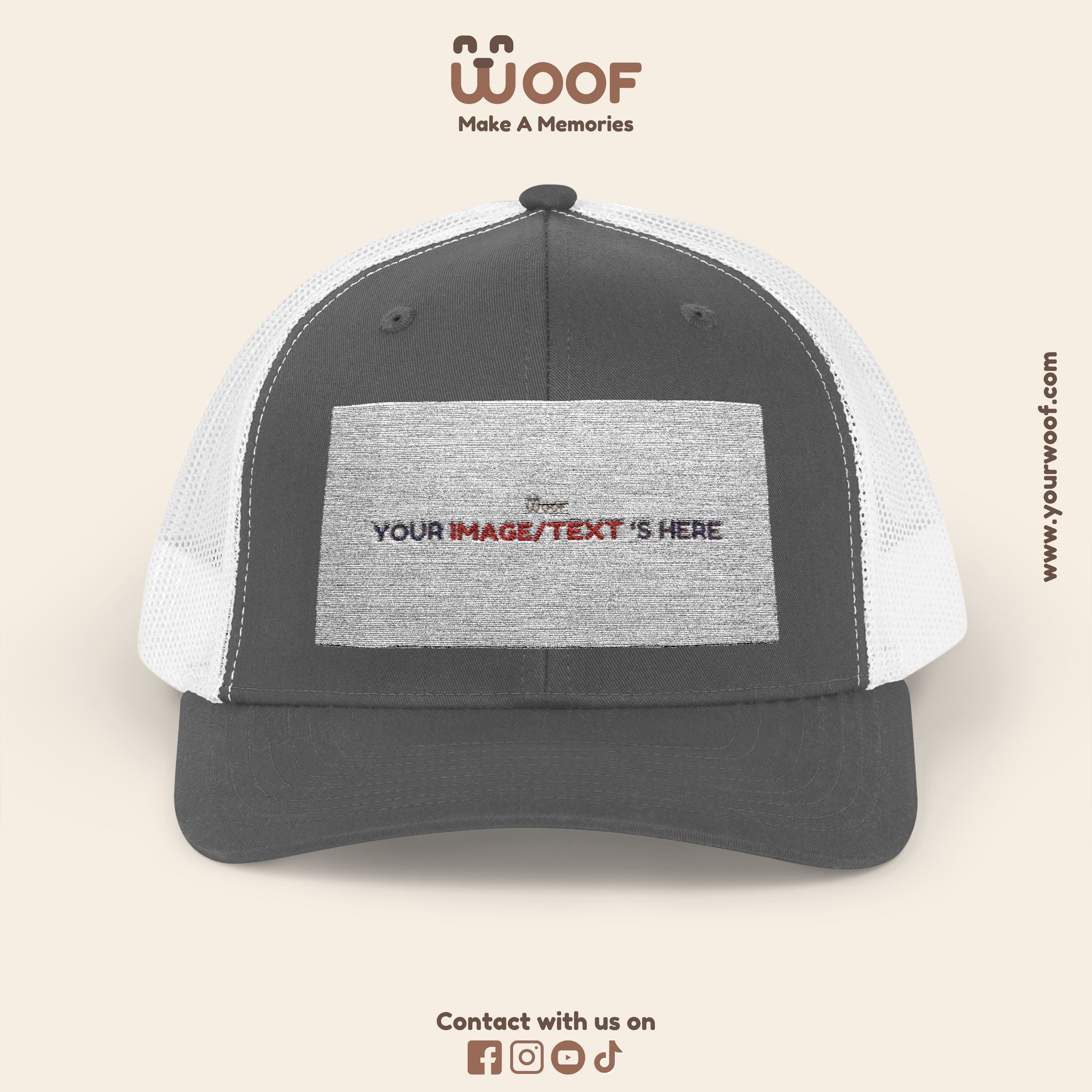 Woof Snapback Trucker Cap - Pet Lovers Gift, Dog Mom Hat, Casual Outdoor Accessory, Fun Pet Apparel, Unique Dog Dad Gift