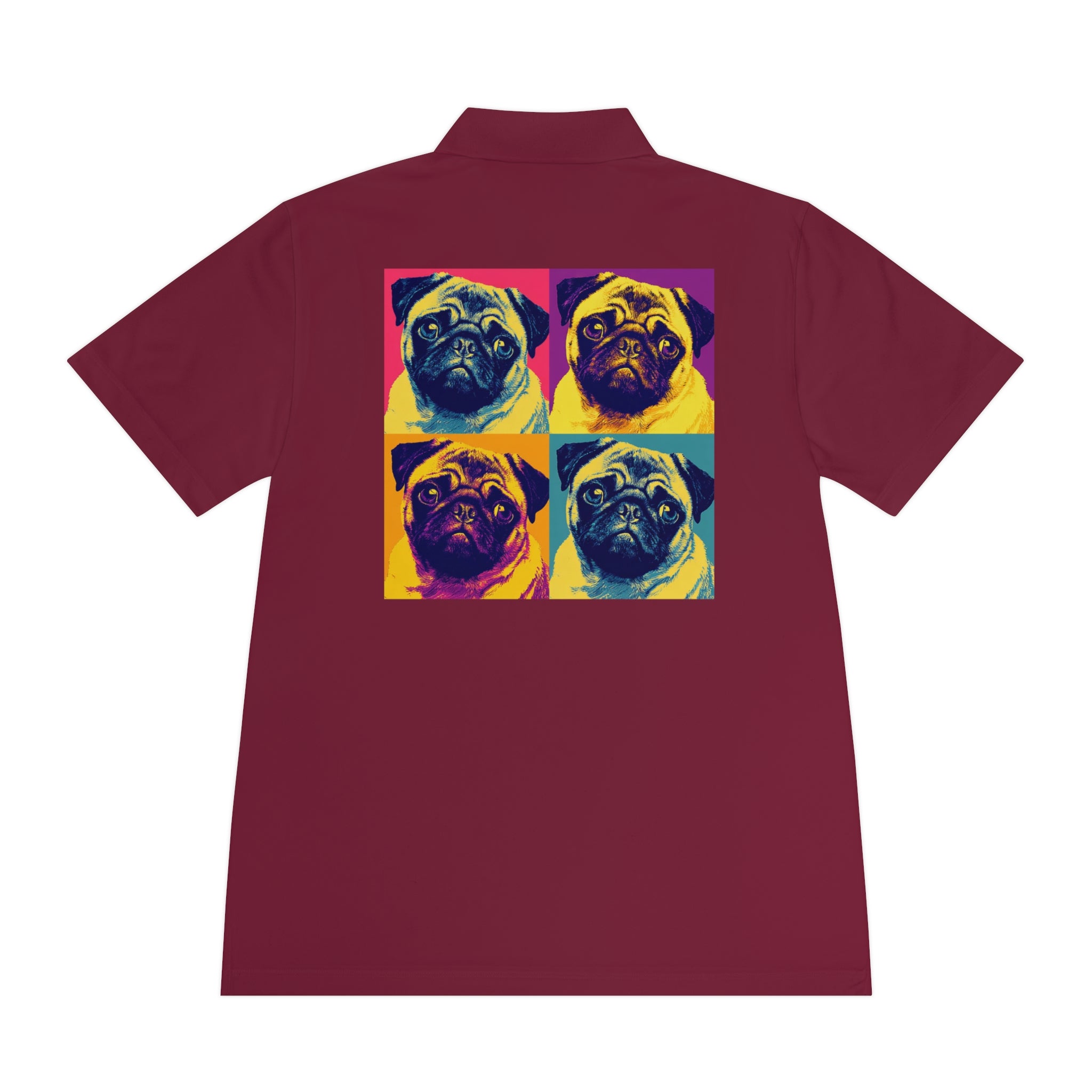 Men's Sport Polo Shirt with Colorful Pug Design, Fun Casual Wear, Dog Lover Gift, Unique Sports Polo, Stylish Outdoor Apparel