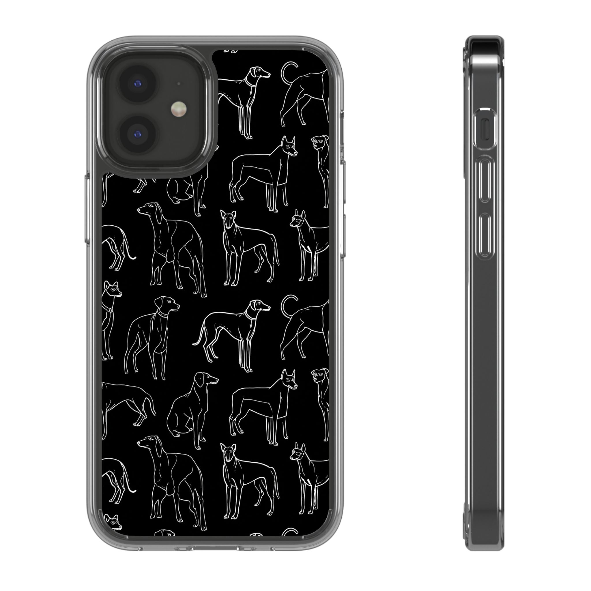 Stylish Dog Print Clear Phone Case, Pet Lover Gift, Customizable Clear Cases, Dog Owner Accessories, Cute Phone Covers