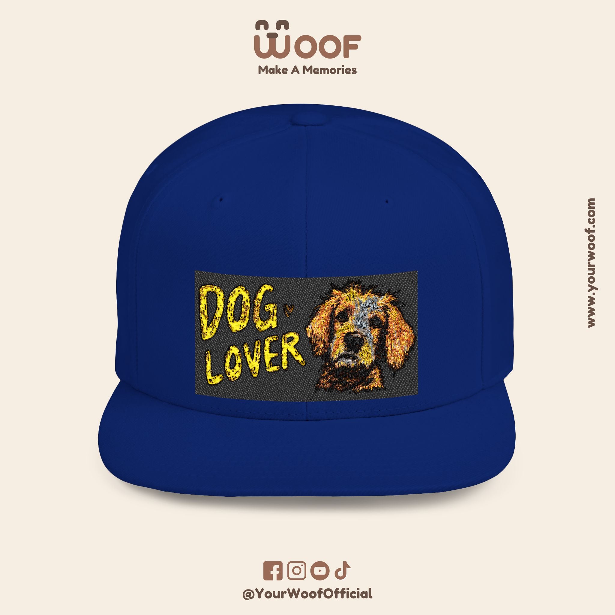 Dog Lover Flat Bill Snapback Hat, Casual Cap for Pet Owners, Dog Gift, Adjustable Hat, Fashion Accessory for Animal Lovers