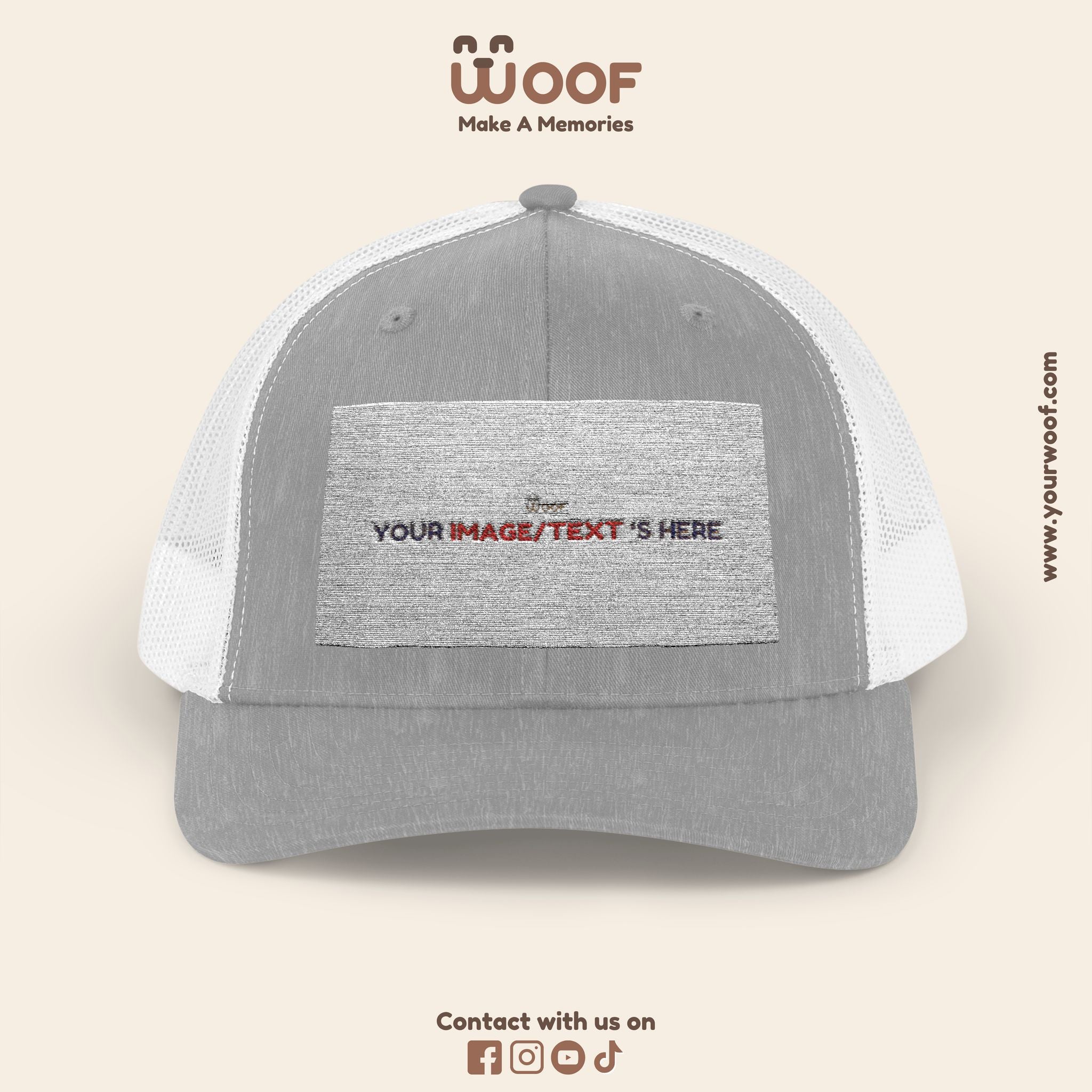 Woof Snapback Trucker Cap - Pet Lovers Gift, Dog Mom Hat, Casual Outdoor Accessory, Fun Pet Apparel, Unique Dog Dad Gift