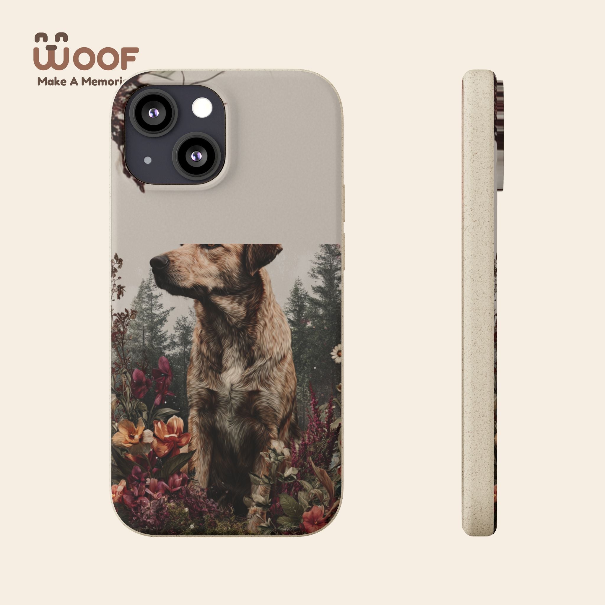 Eco-Friendly Dog Lover Biodegradable Phone Case - Floral Design