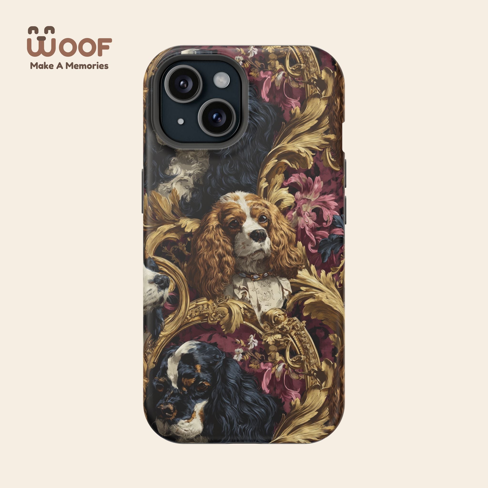 Elegant Pet Portrait Phone Case – Floral Design, Dog Lover Gift, Durable Phone Cover, Unique Art Case, Stylish Accessory