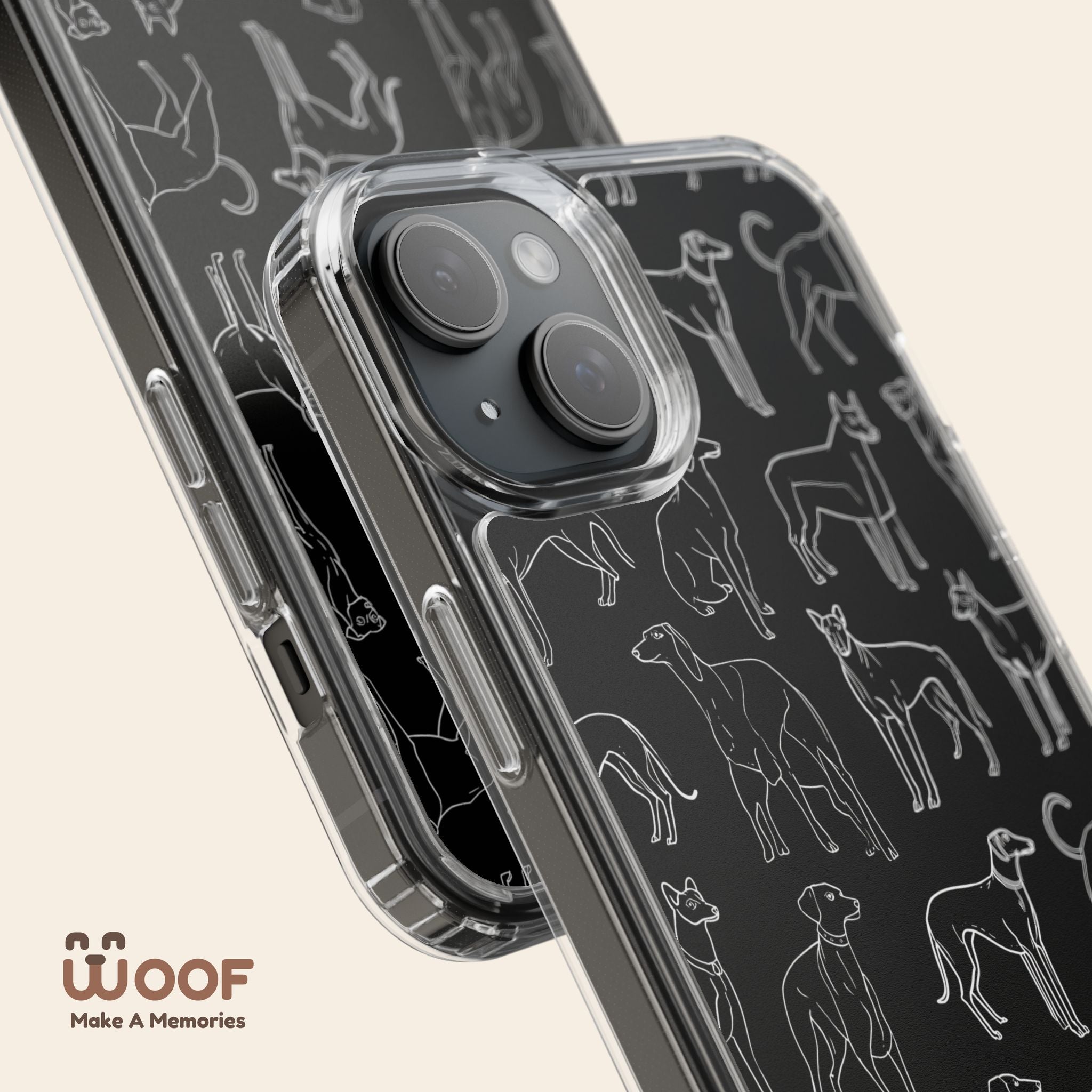 Stylish Dog Print Clear Phone Case, Pet Lover Gift, Customizable Clear Cases, Dog Owner Accessories, Cute Phone Covers