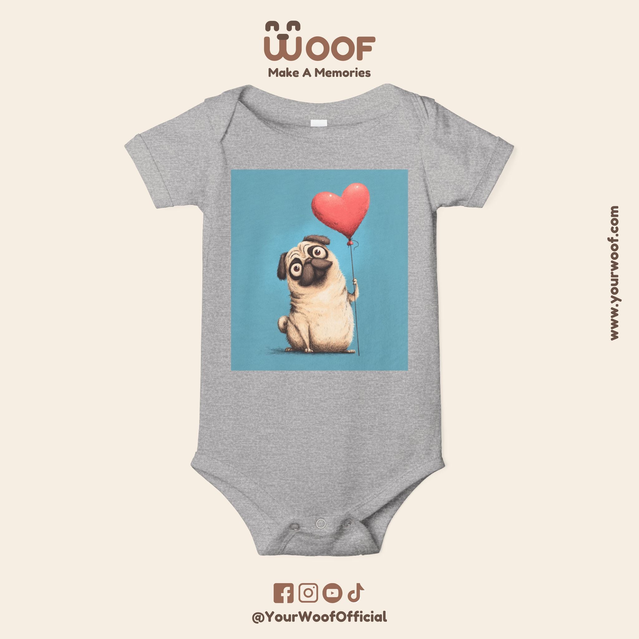 Adorable Pug Love Infant One Piece, Baby Bodysuit, Cute Baby Gifts, Dog Lover Outfit, Newborn Clothes, Valentine's Day Gift