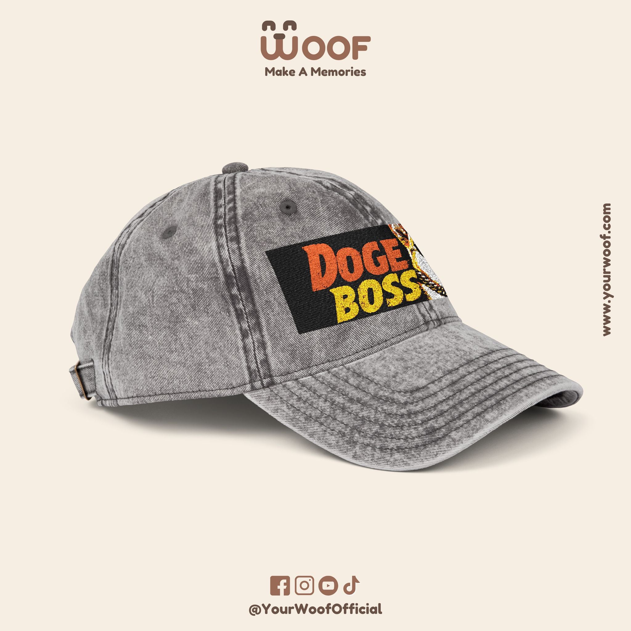 Vintage Doge Boss Cap, Retro Embroidered Hat, Unique Gift for Meme Lovers, Trendy Dad Hat, Cool Casual Accessory