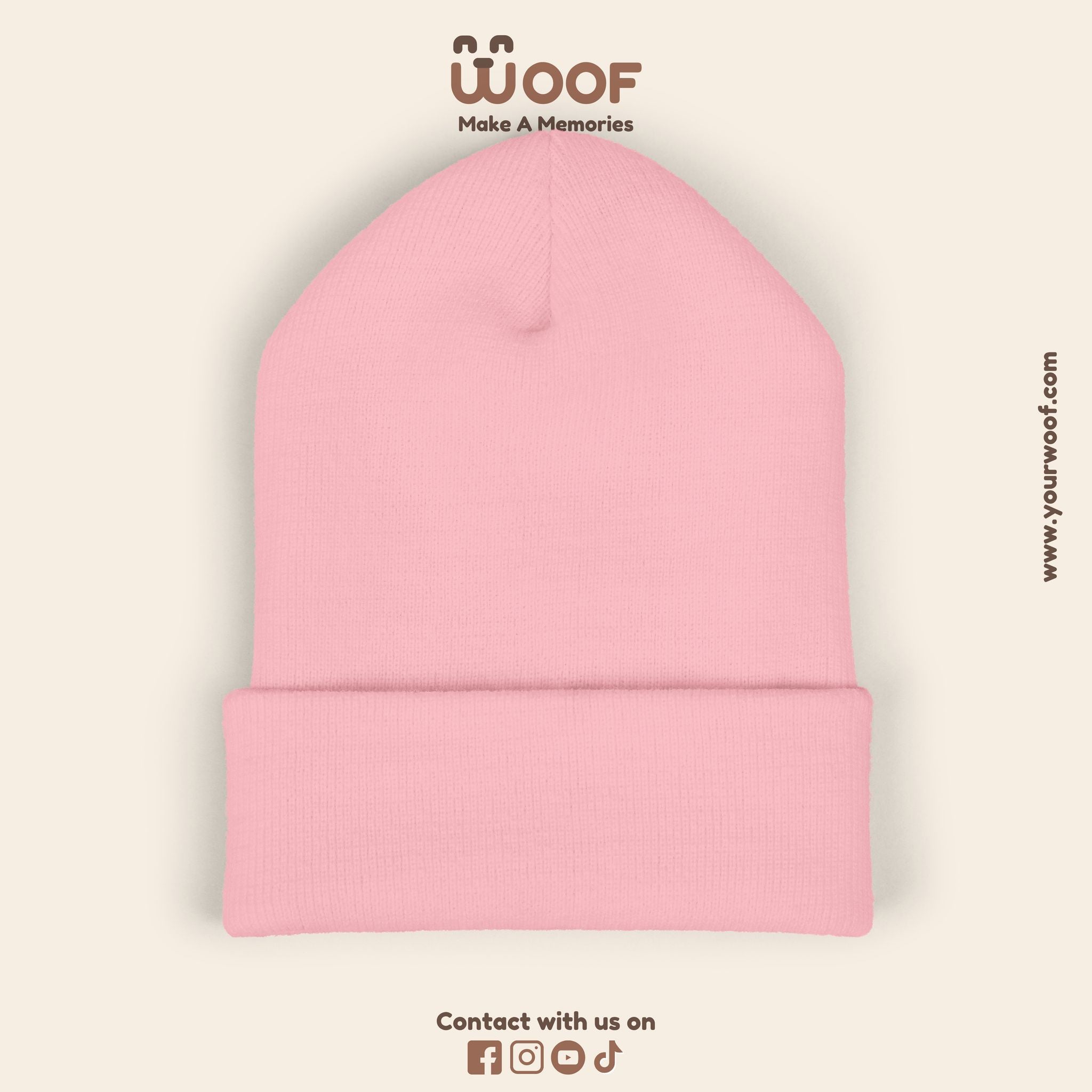 Classic Cuffed Beanie with 'Woof' Embroidery - Perfect for Dog Lovers, Winter Wear, Gift for Pet Owners, Cozy Accessory, Everyday Style