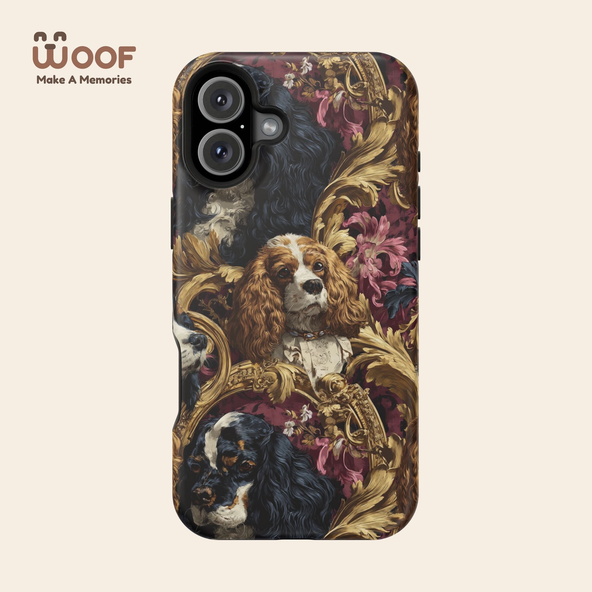 Elegant Pet Portrait Phone Case – Floral Design, Dog Lover Gift, Durable Phone Cover, Unique Art Case, Stylish Accessory