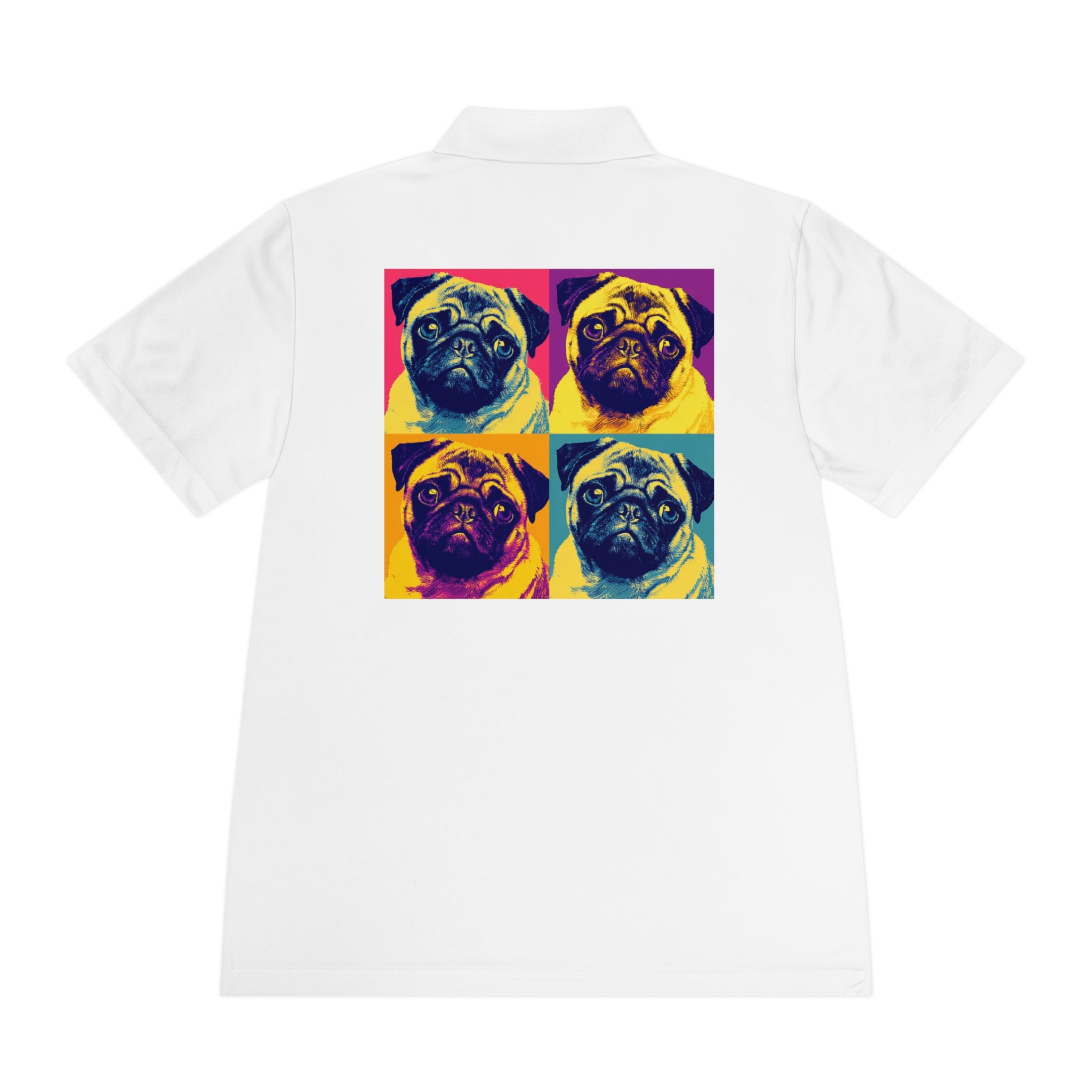 Men's Sport Polo Shirt with Colorful Pug Design, Fun Casual Wear, Dog Lover Gift, Unique Sports Polo, Stylish Outdoor Apparel