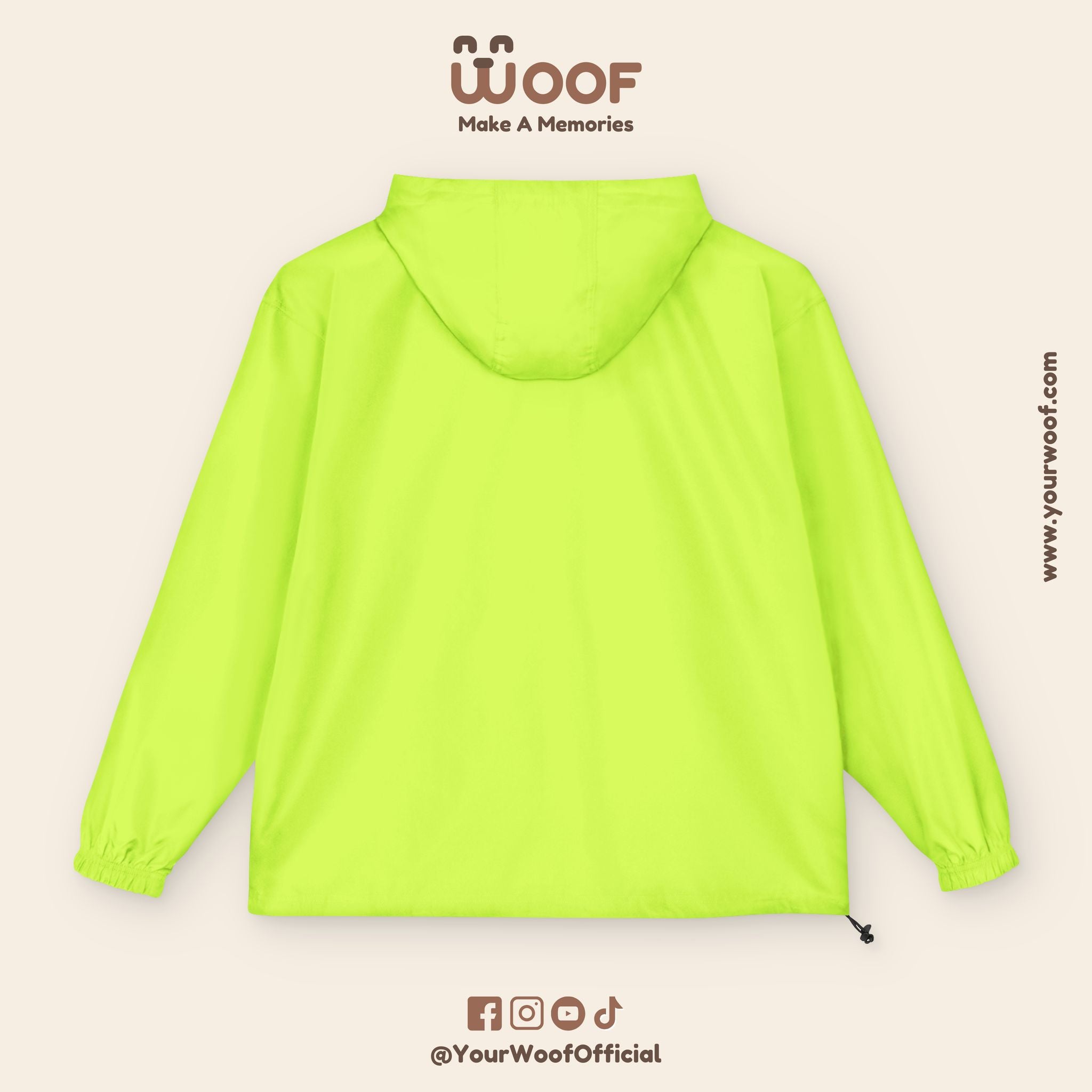 Bright Woof Packable Anorak Jacket, Dog Lover's Gift, Outdoor Adventure Wear, Summer Rain Jacket, Pet Owner Apparel