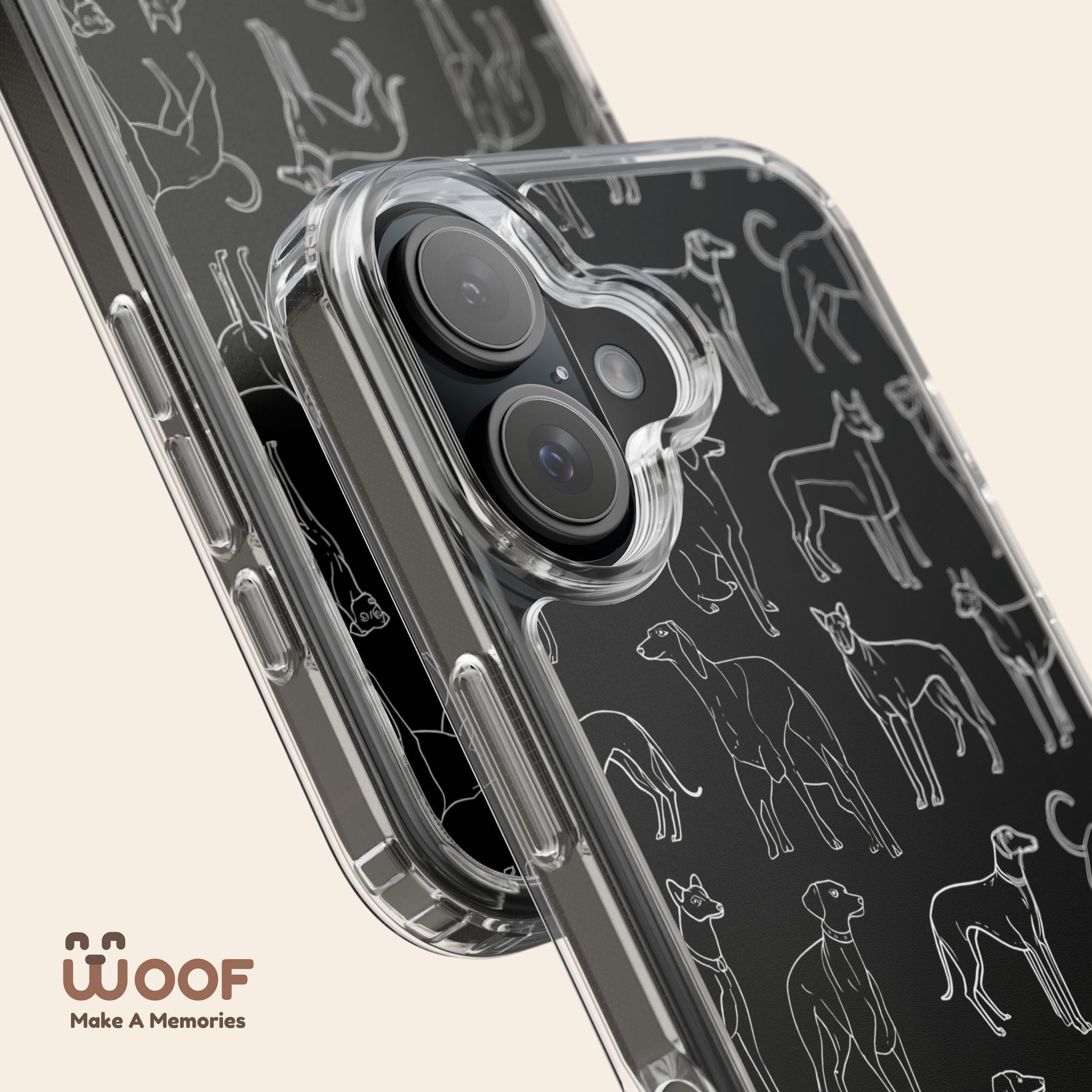 Stylish Dog Print Clear Phone Case, Pet Lover Gift, Customizable Clear Cases, Dog Owner Accessories, Cute Phone Covers