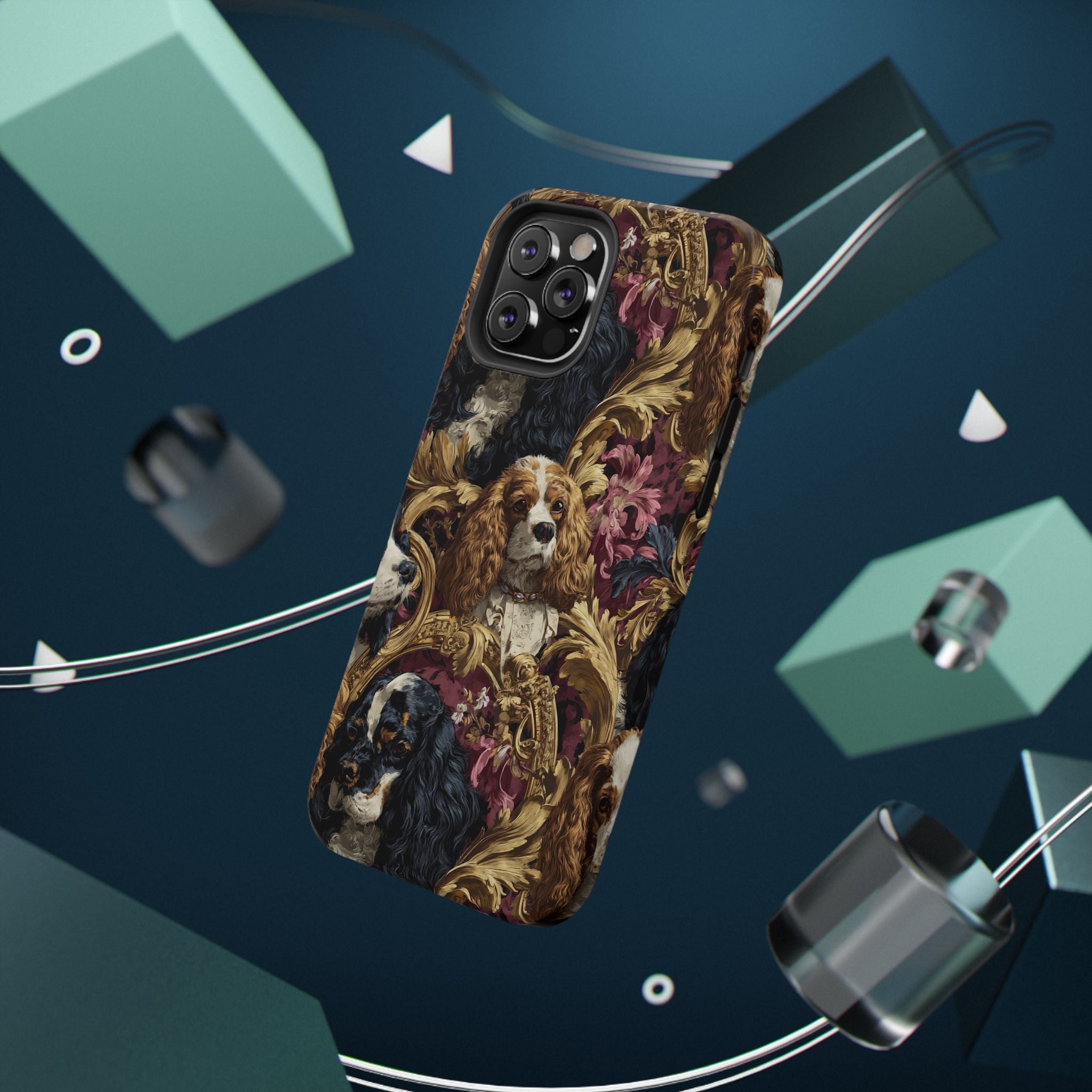 Elegant Pet Portrait Phone Case – Floral Design, Dog Lover Gift, Durable Phone Cover, Unique Art Case, Stylish Accessory