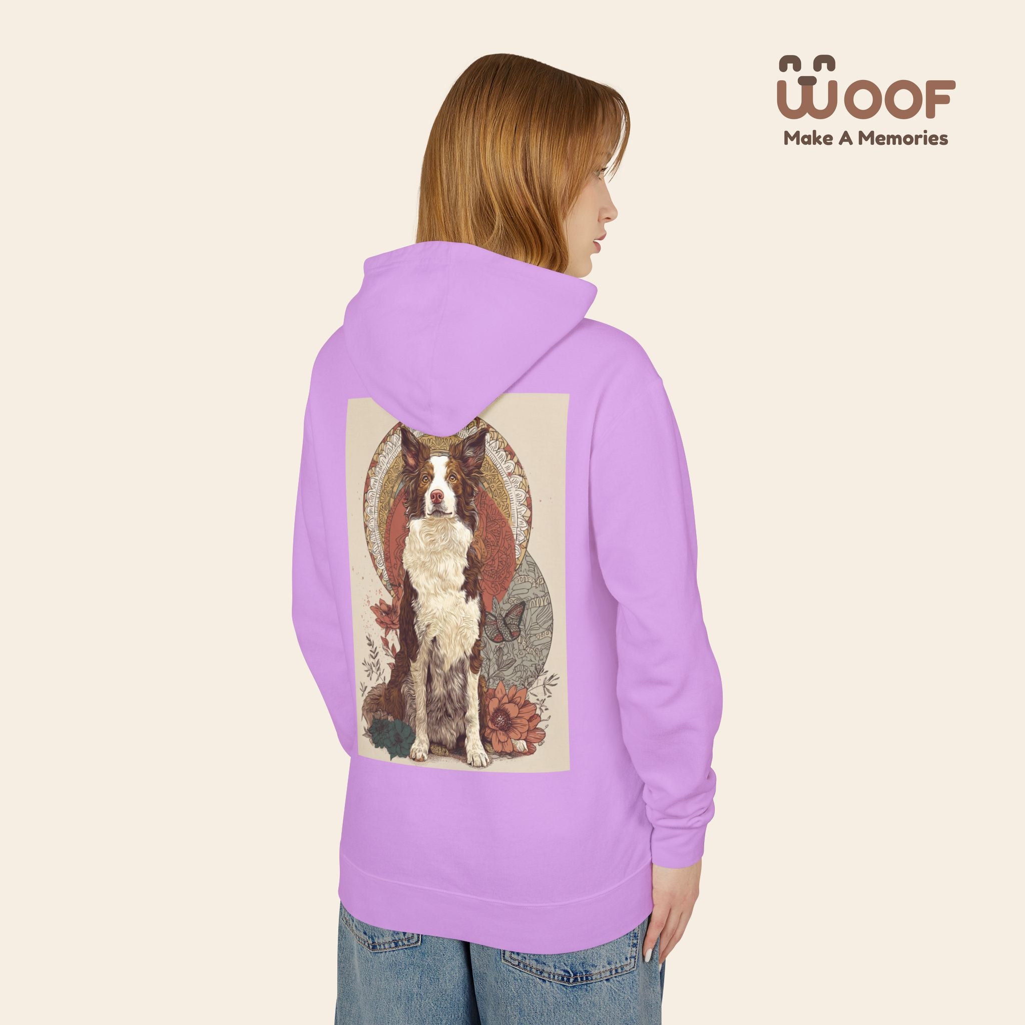 Vintage Dog Art Unisex Lightweight Hooded Sweatshirt - Pet Lover Gift, Nature-Inspired Apparel, Cozy Spring Layer, Dog-Themed Fashion