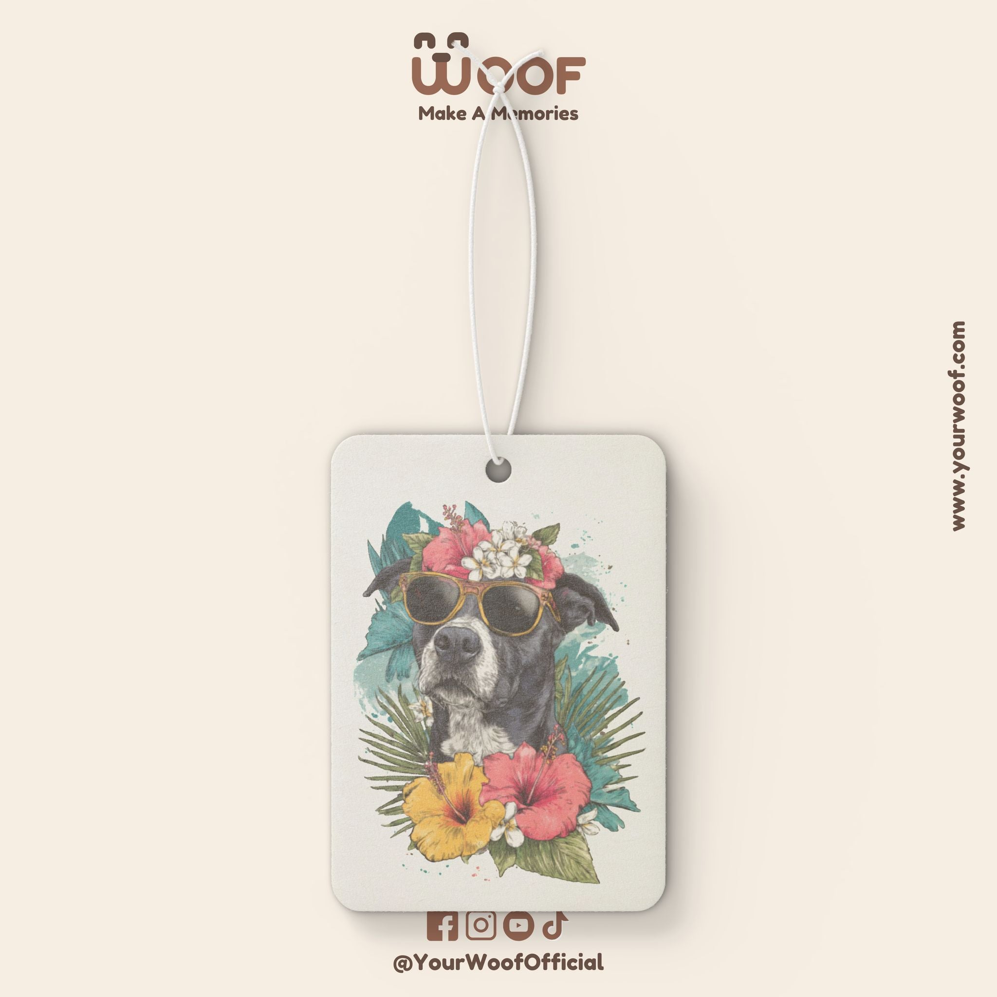 Tropical Dog Car Air Freshener - Floral Design