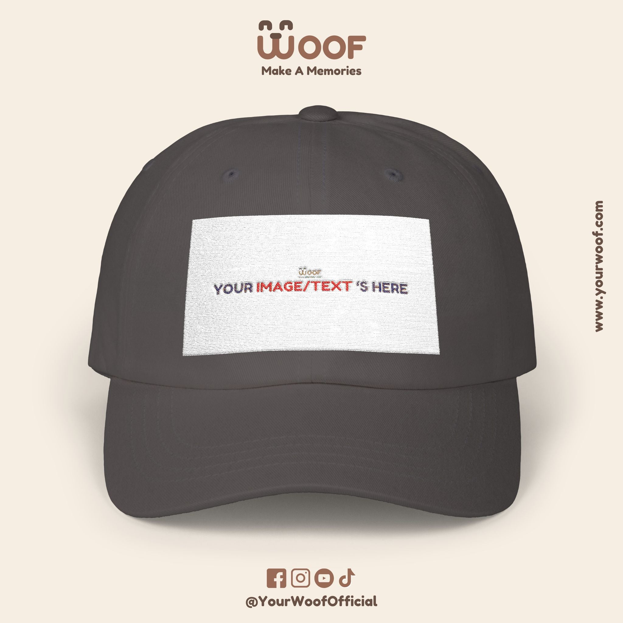 Classic Dad Cap with Woof Design, Adjustable Cap for Dog Lovers, Gift for Pet Owners, Casual Style Hat, Everyday Wear