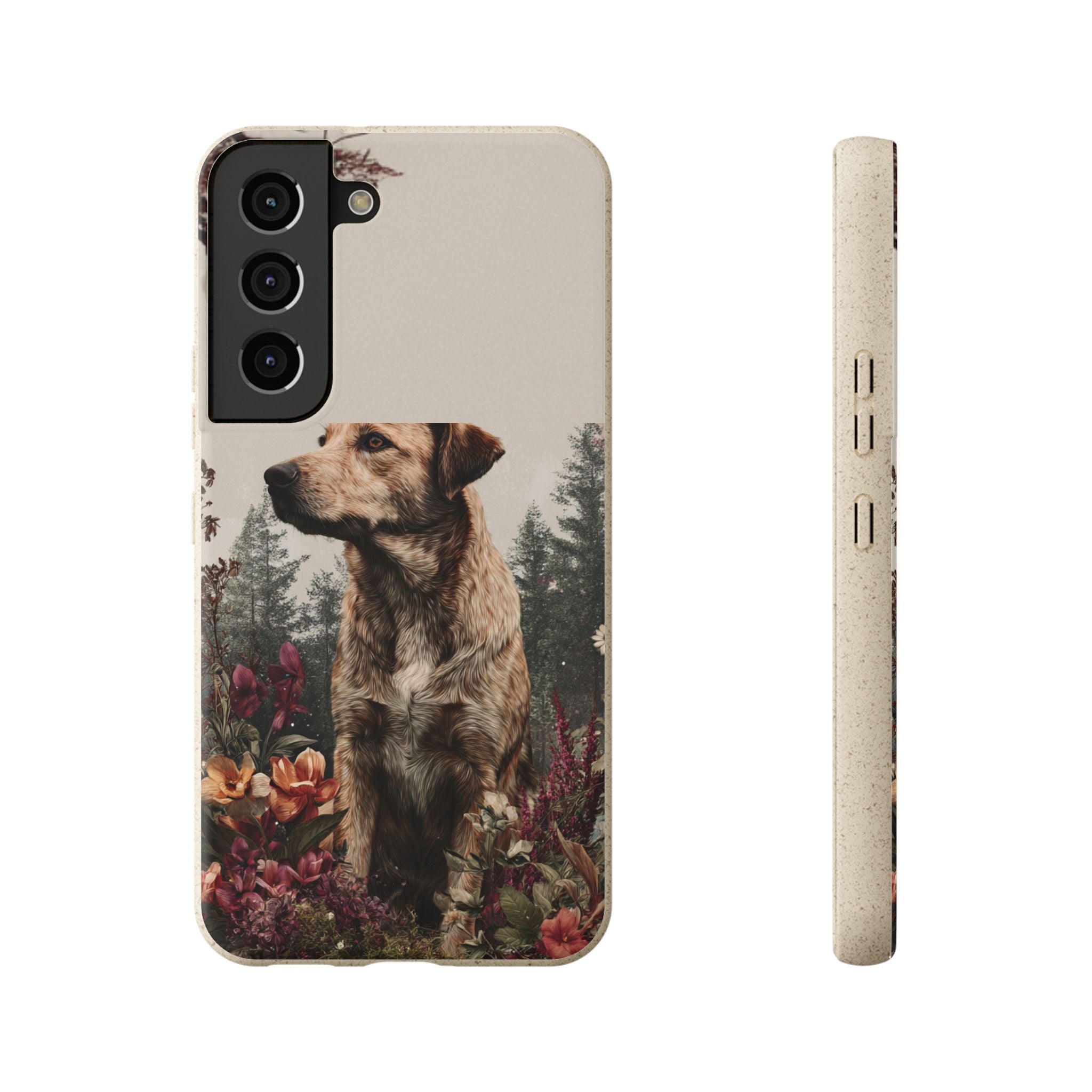 Eco-Friendly Dog Lover Biodegradable Phone Case - Floral Design