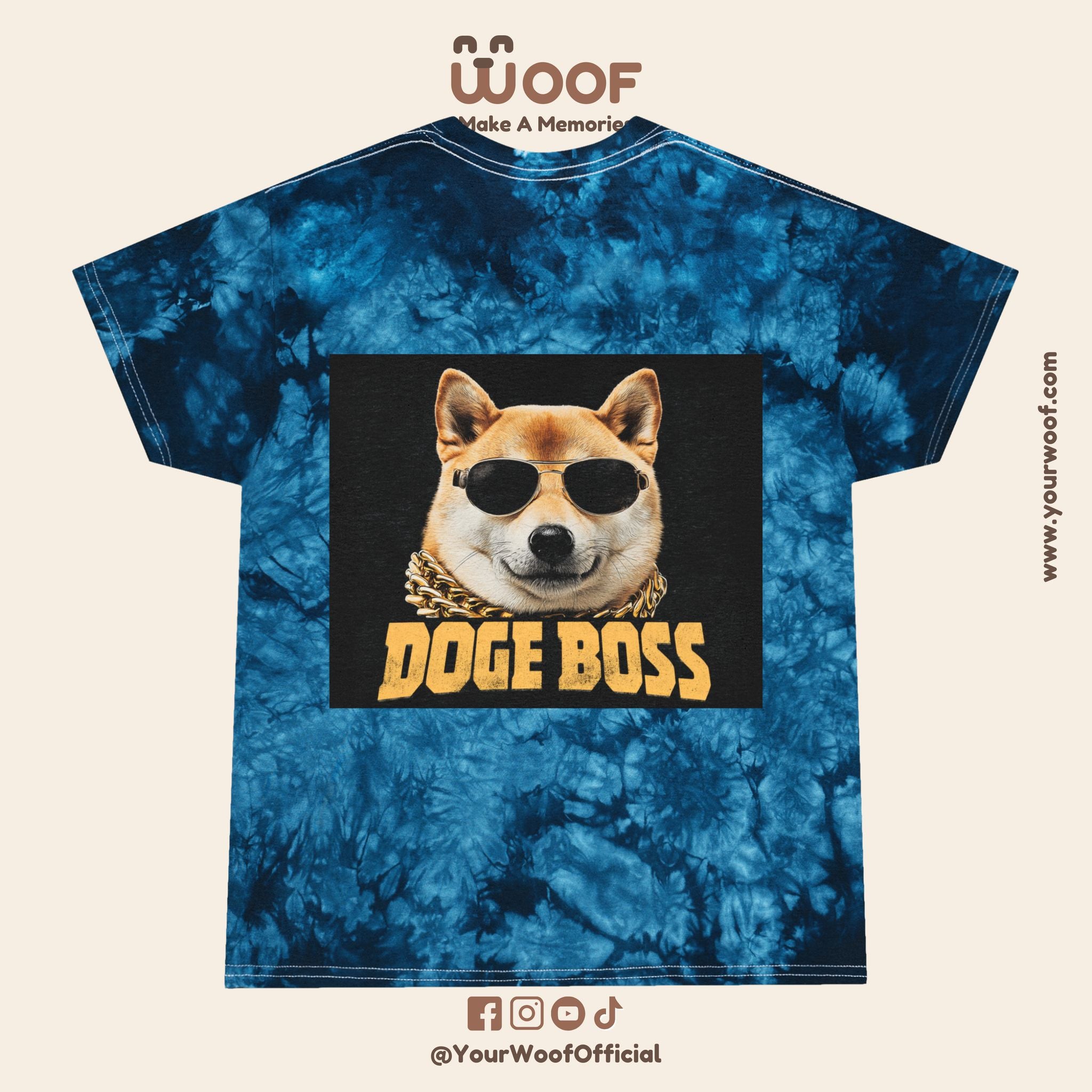Cool Tie-Dye Tee with Doge Boss Design, Perfect Gift for Dog Lovers, Trendy T-Shirt, Unique Style for Casual Outings, Fun Pet-Themed Apparel