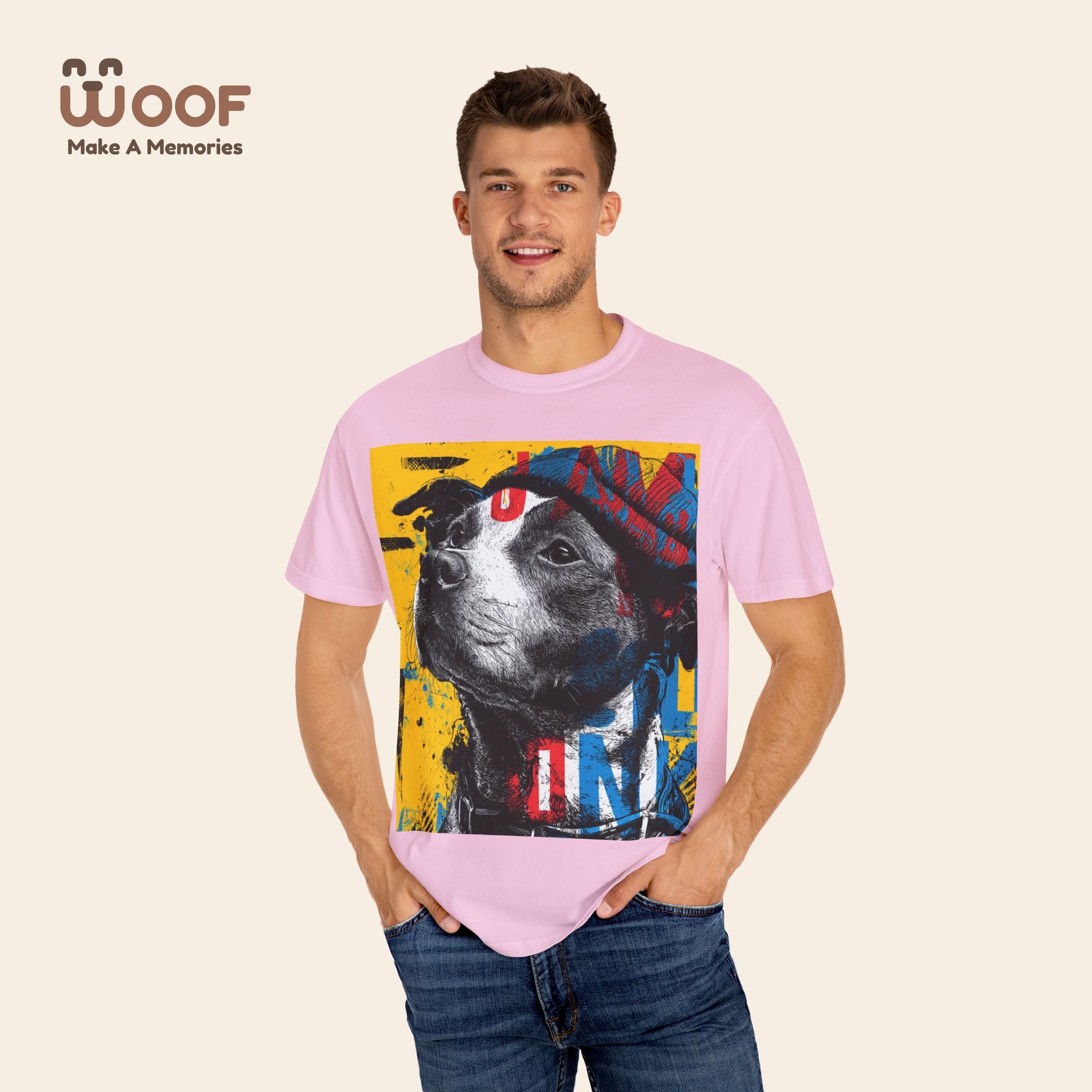 Vibrant Dog Art T-Shirt | Unisex Garment-Dyed Tee for Animal Lovers, Pet Enthusiasts, Gift for Dog Owners, Cute Pet Apparel, Summer Fashion