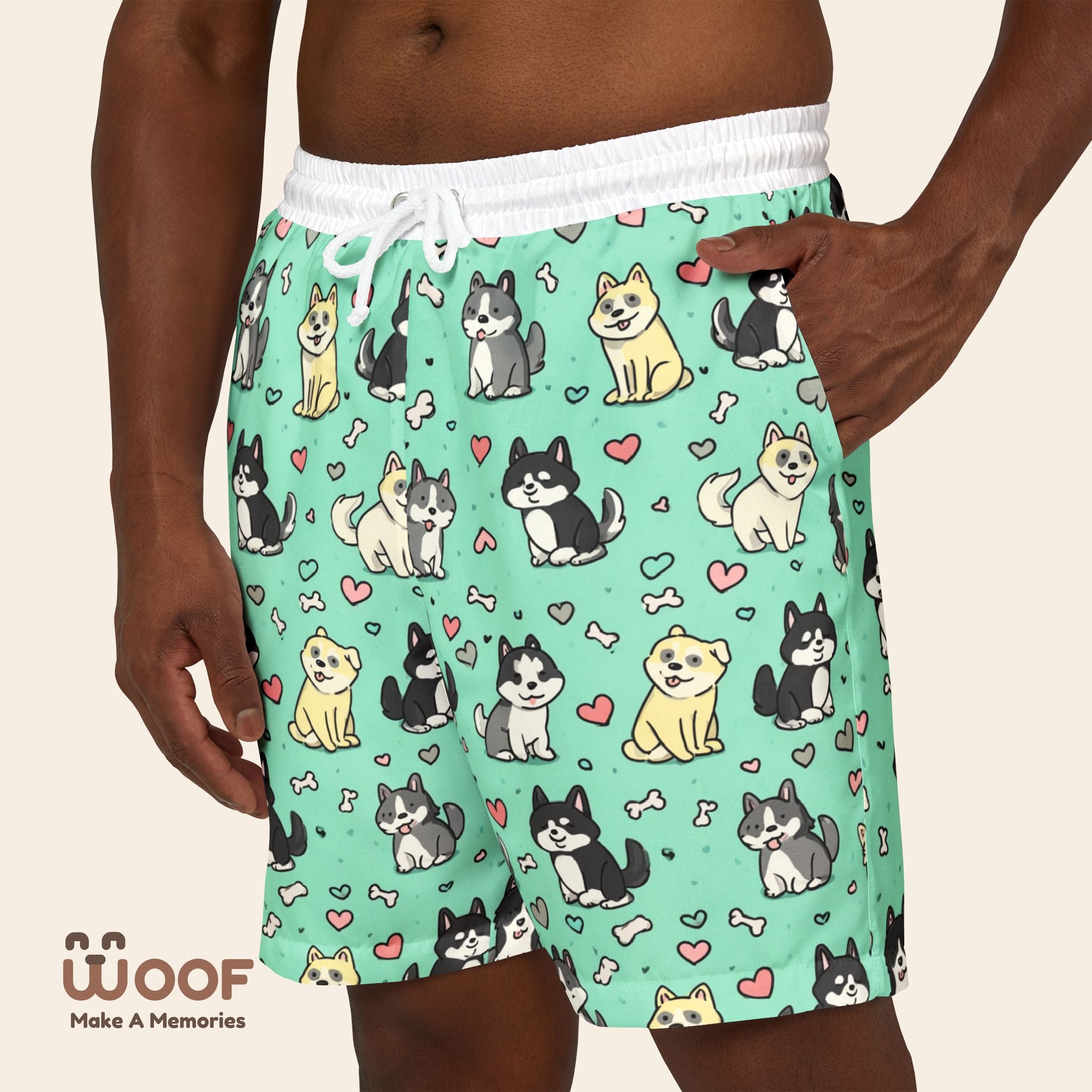 Cute Dog Print Unisex Swim Shorts | Perfect for Beach Days and Pet Lovers