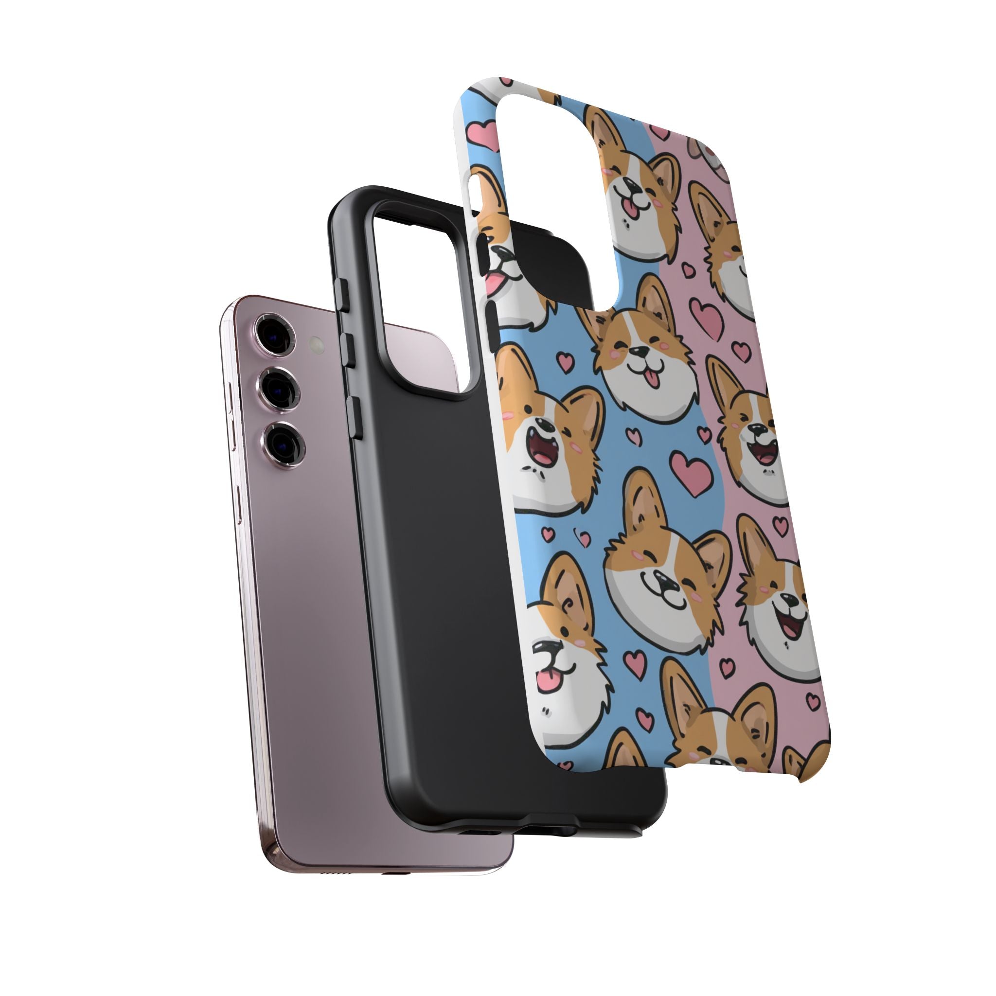Cute Corgi Phone Case – Fun & Playful Protection with Love Hearts