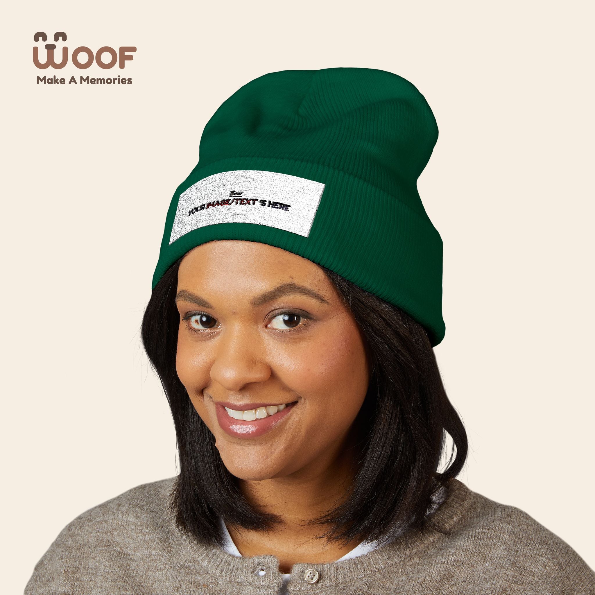Classic Cuffed Beanie with 'Woof' Embroidery - Perfect for Dog Lovers, Winter Wear, Gift for Pet Owners, Cozy Accessory, Everyday Style