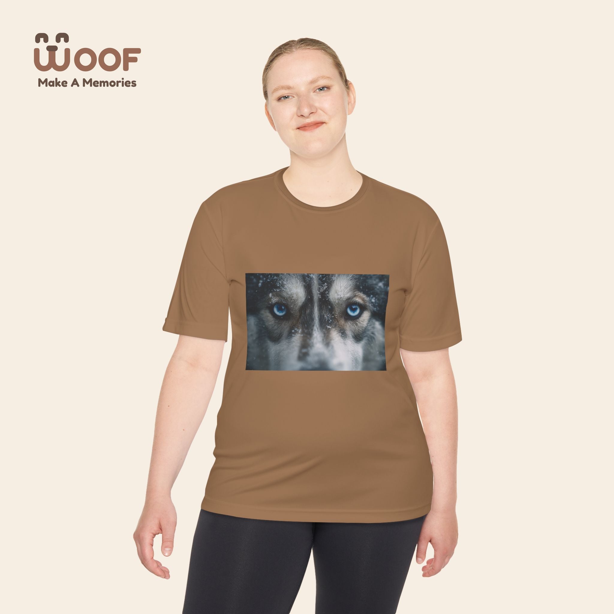 Woof Unisex Moisture Wicking Tee - Dog Lover's Apparel, Perfect for Outdoor Adventures, Pet Days, Gifts for Dog Owners, Cool Summer Wear