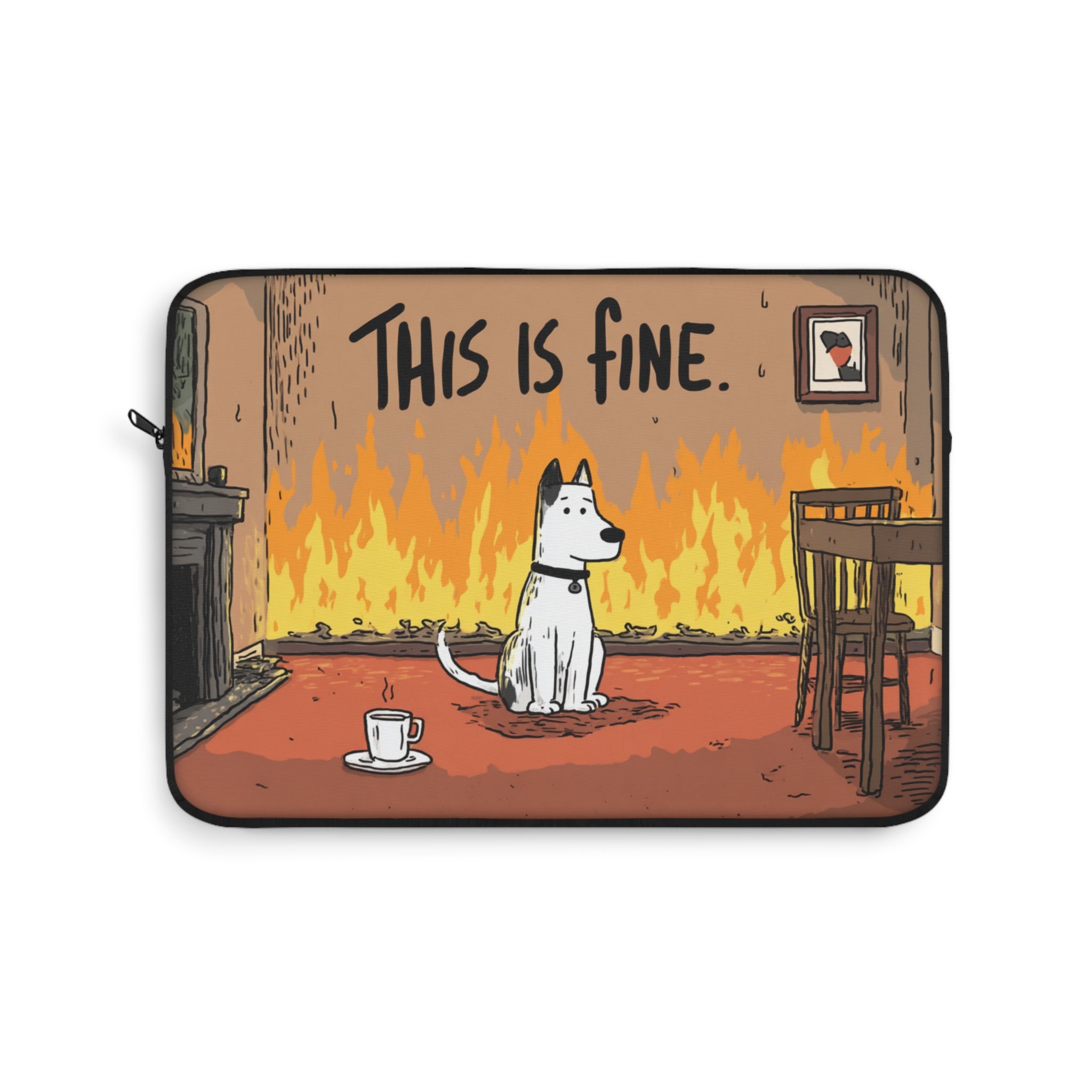 Humorous Laptop Sleeve, Funny Gift for Students, This Is Fine, Office Humor, Tech Accessories for Her