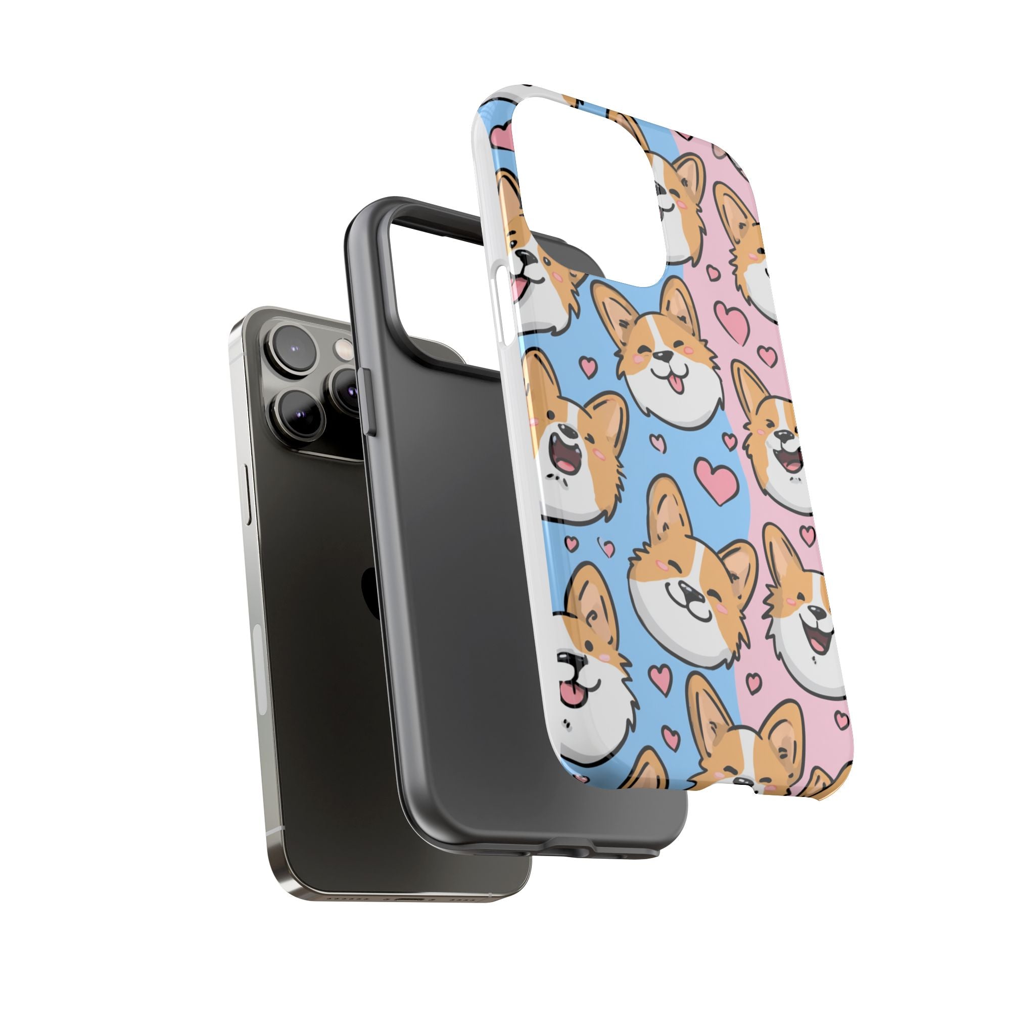 Cute Corgi Phone Case – Fun & Playful Protection with Love Hearts