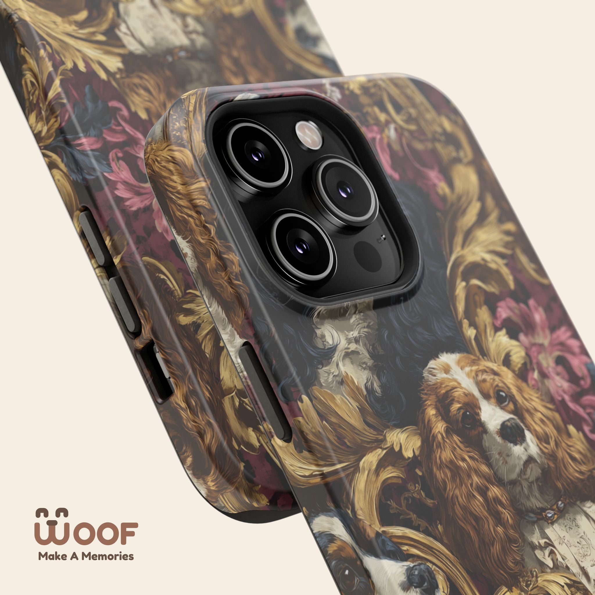 Elegant Pet Portrait Phone Case – Floral Design, Dog Lover Gift, Durable Phone Cover, Unique Art Case, Stylish Accessory