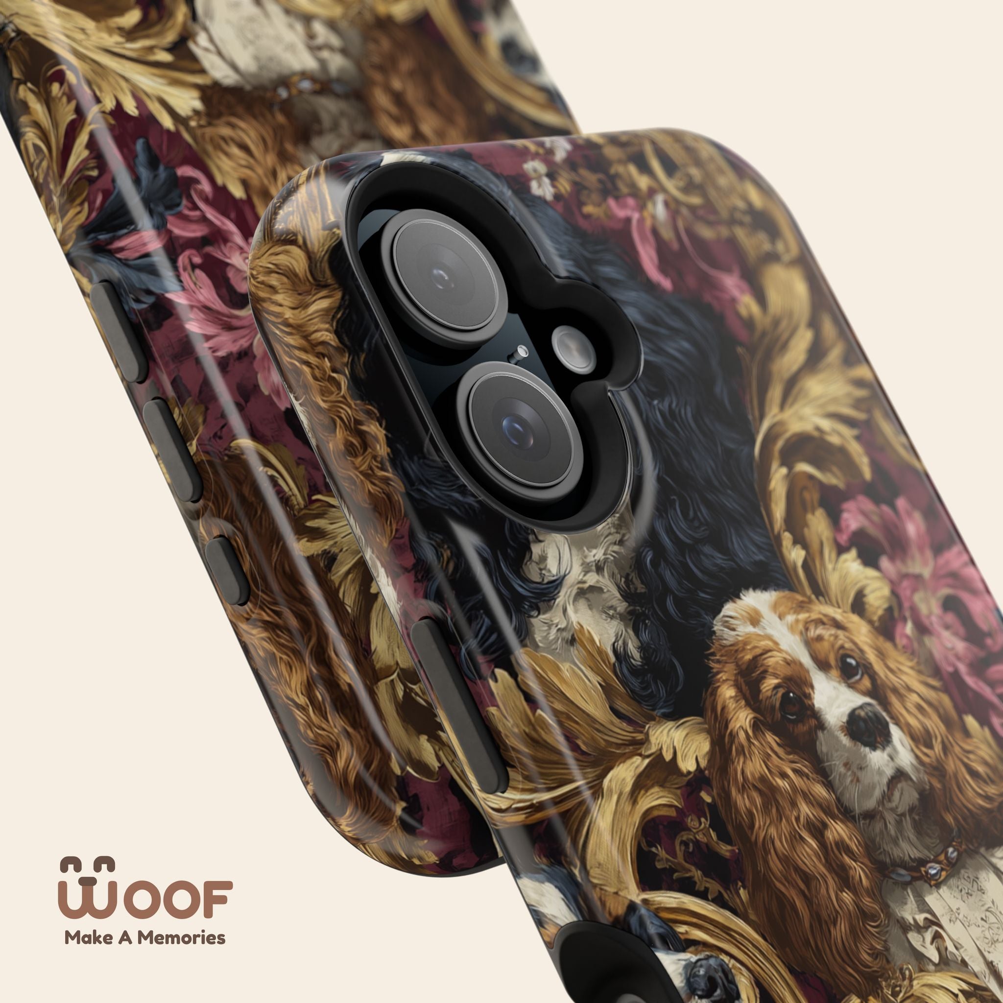 Elegant Pet Portrait Phone Case – Floral Design, Dog Lover Gift, Durable Phone Cover, Unique Art Case, Stylish Accessory