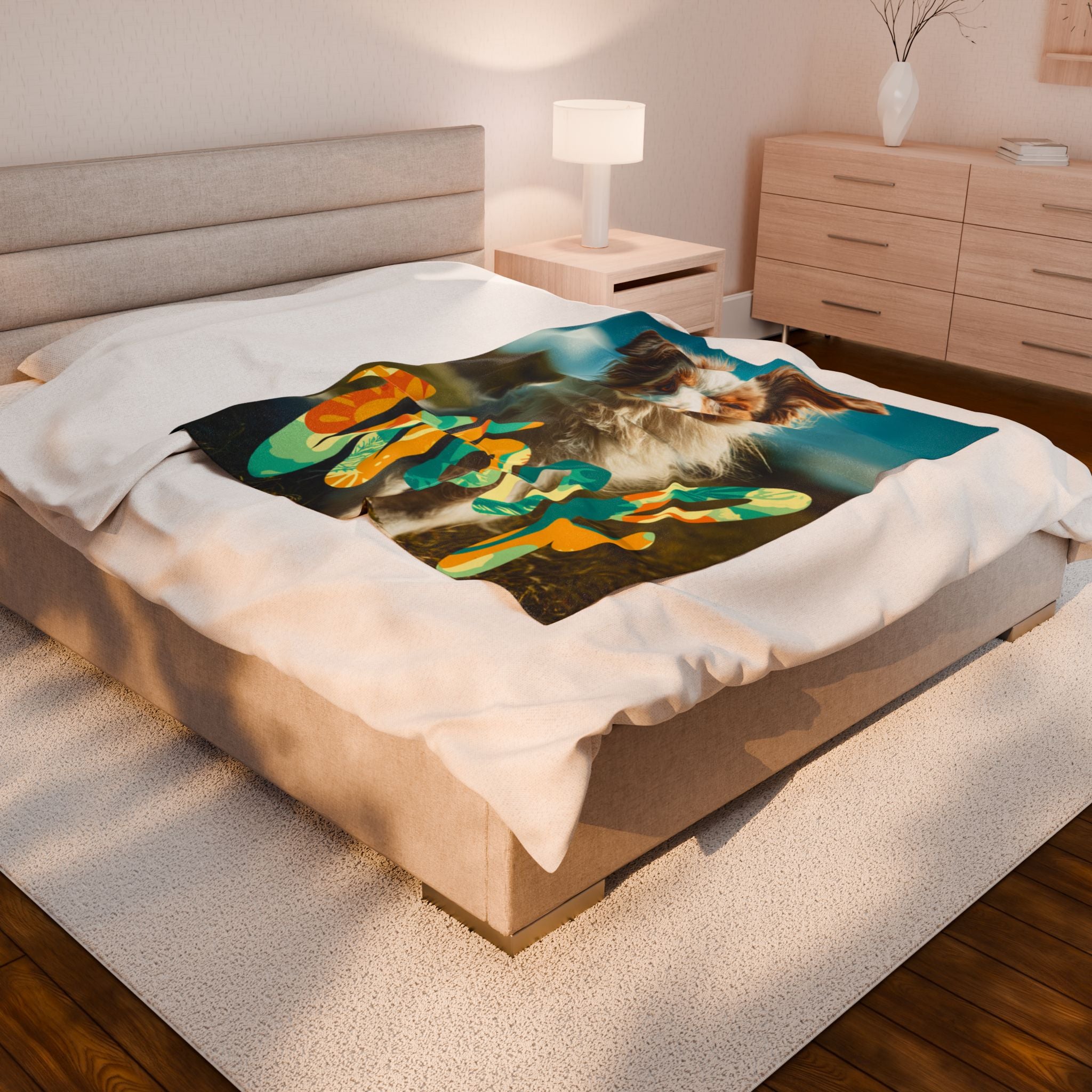 Cozy Dog Lover's Blanket with 'Woof' Design