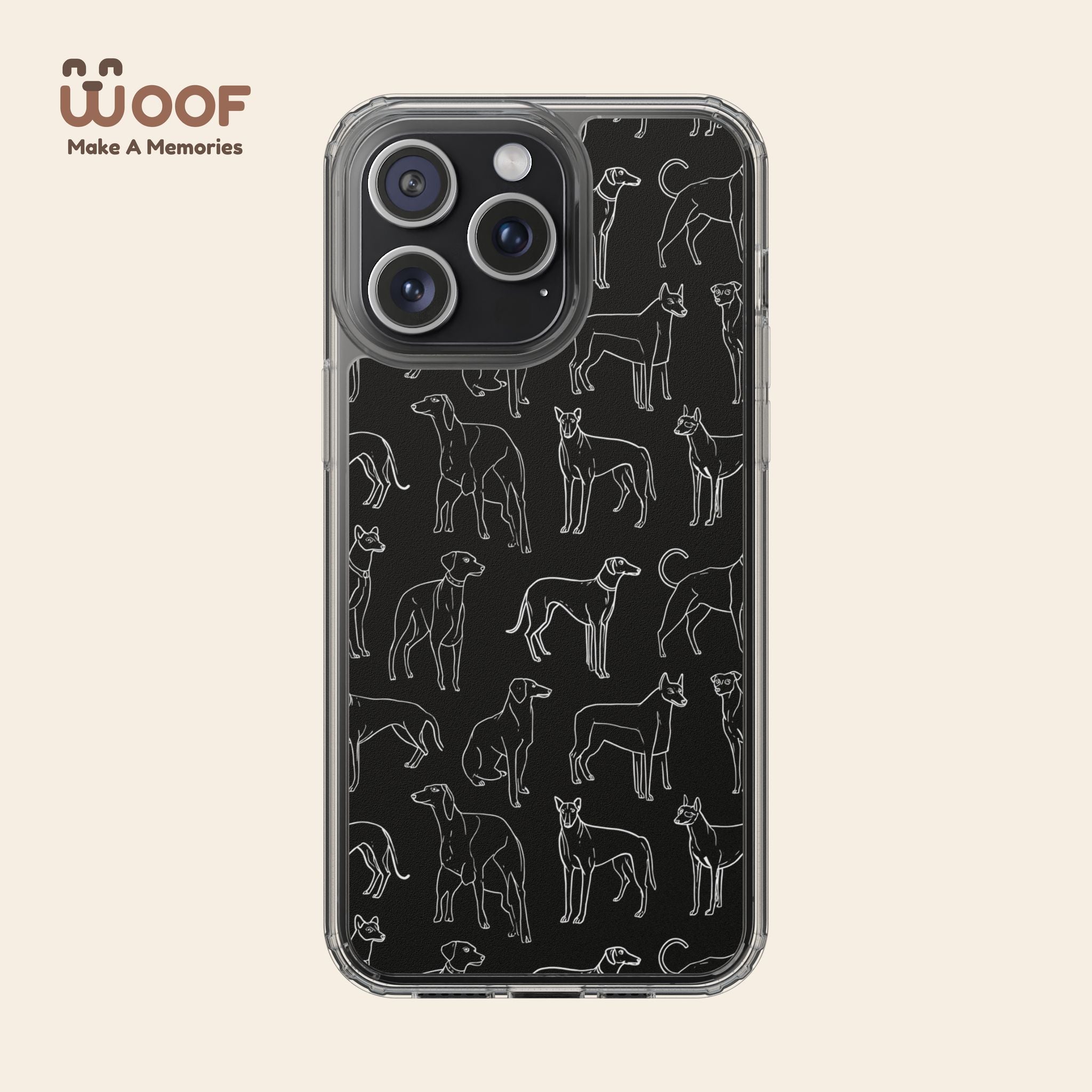 Stylish Dog Print Clear Phone Case, Pet Lover Gift, Customizable Clear Cases, Dog Owner Accessories, Cute Phone Covers