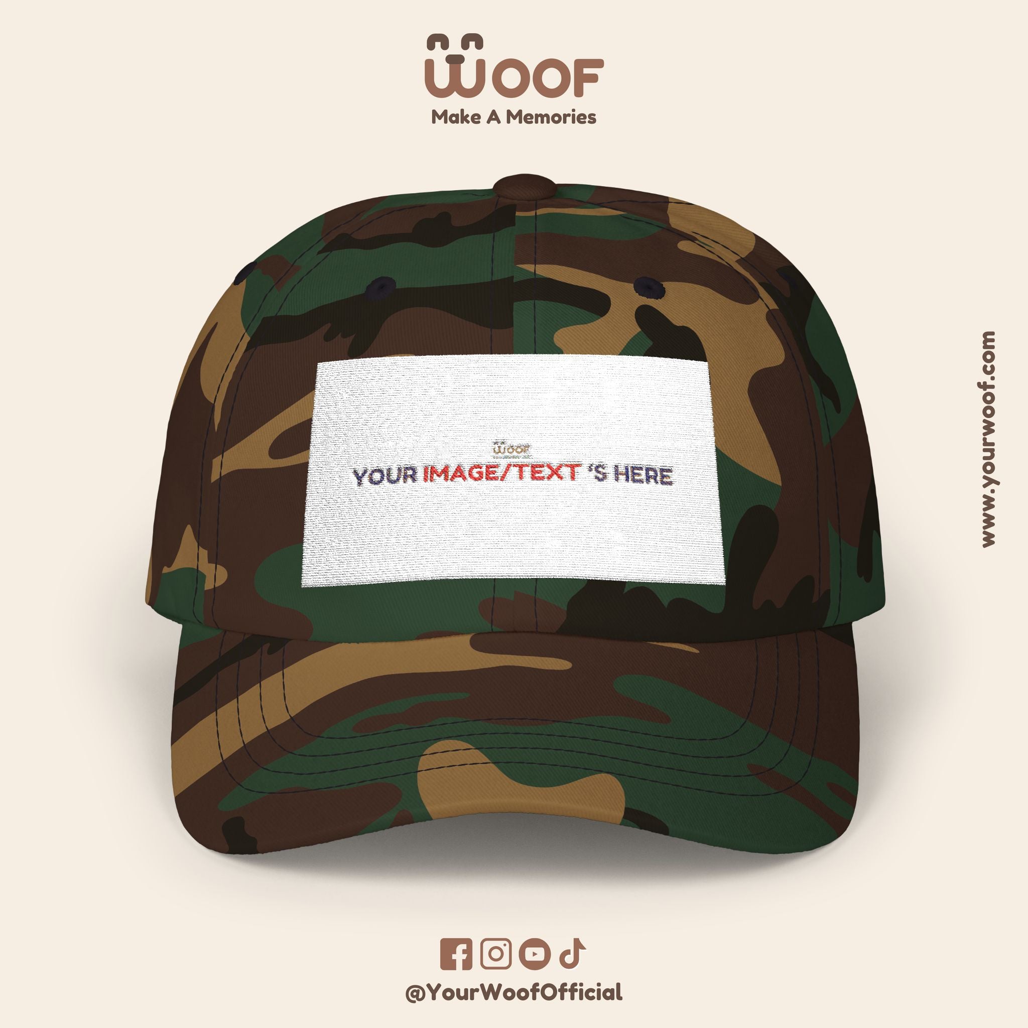Classic Dad Cap with Woof Design, Adjustable Cap for Dog Lovers, Gift for Pet Owners, Casual Style Hat, Everyday Wear