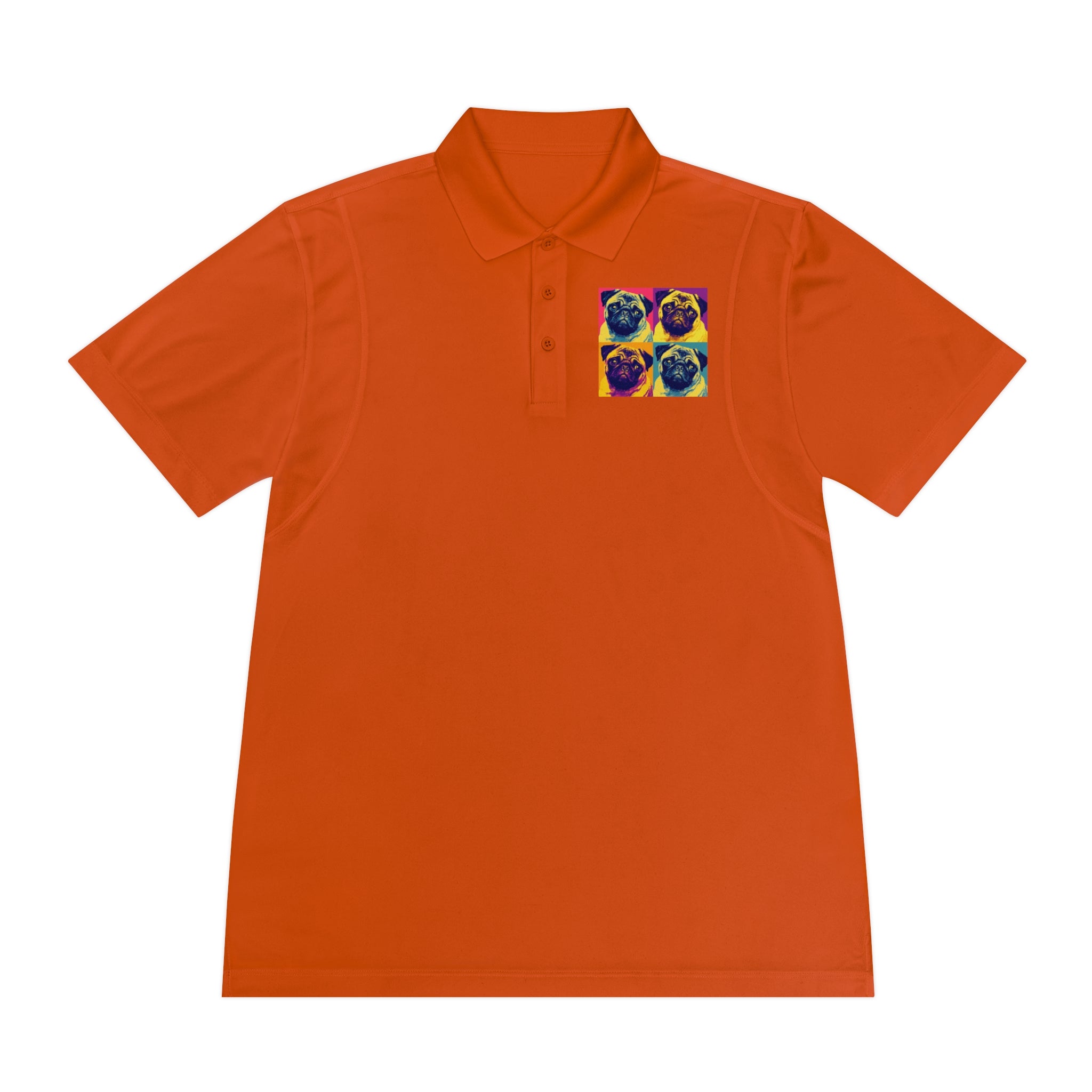 Men's Sport Polo Shirt with Colorful Pug Design, Fun Casual Wear, Dog Lover Gift, Unique Sports Polo, Stylish Outdoor Apparel