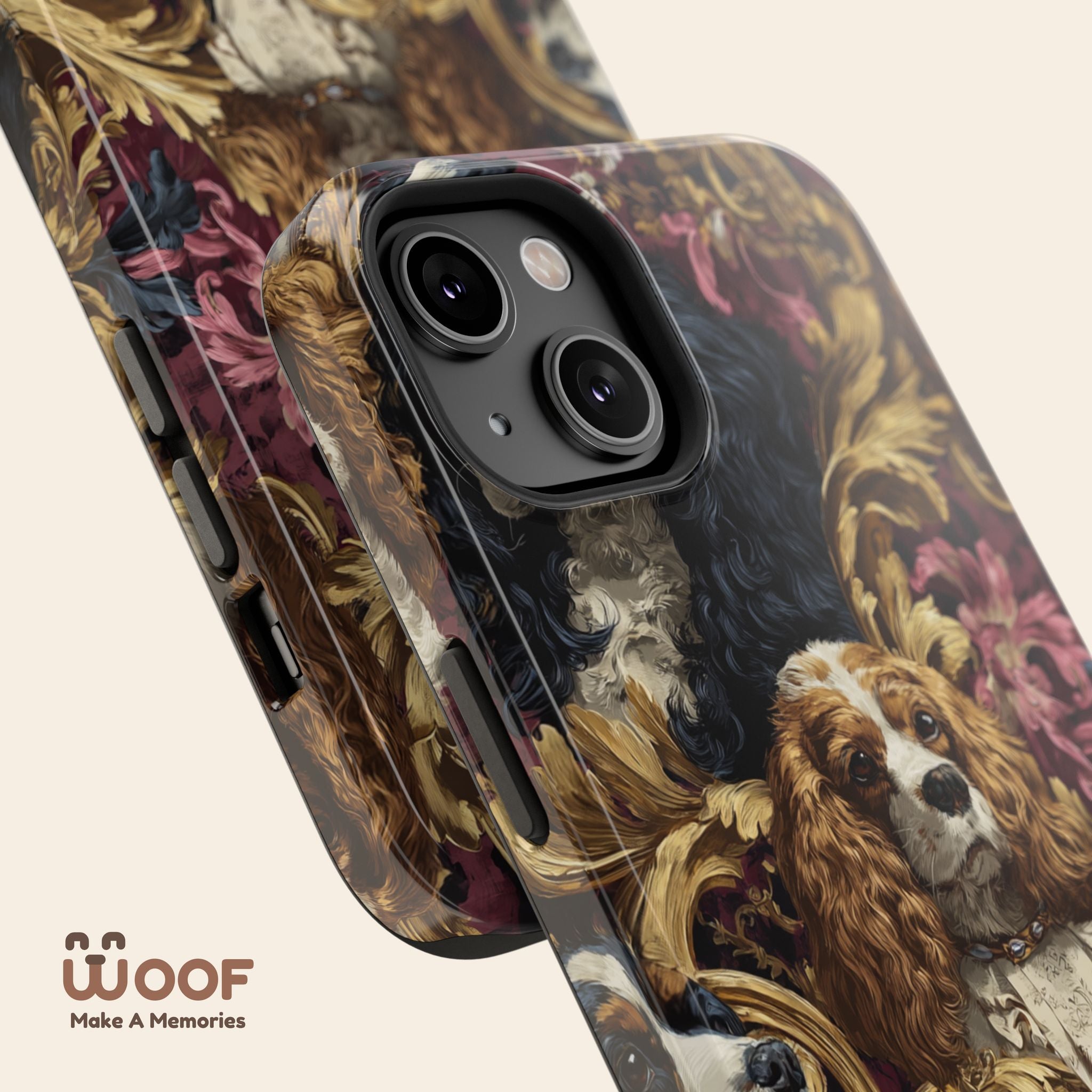 Elegant Pet Portrait Phone Case – Floral Design, Dog Lover Gift, Durable Phone Cover, Unique Art Case, Stylish Accessory